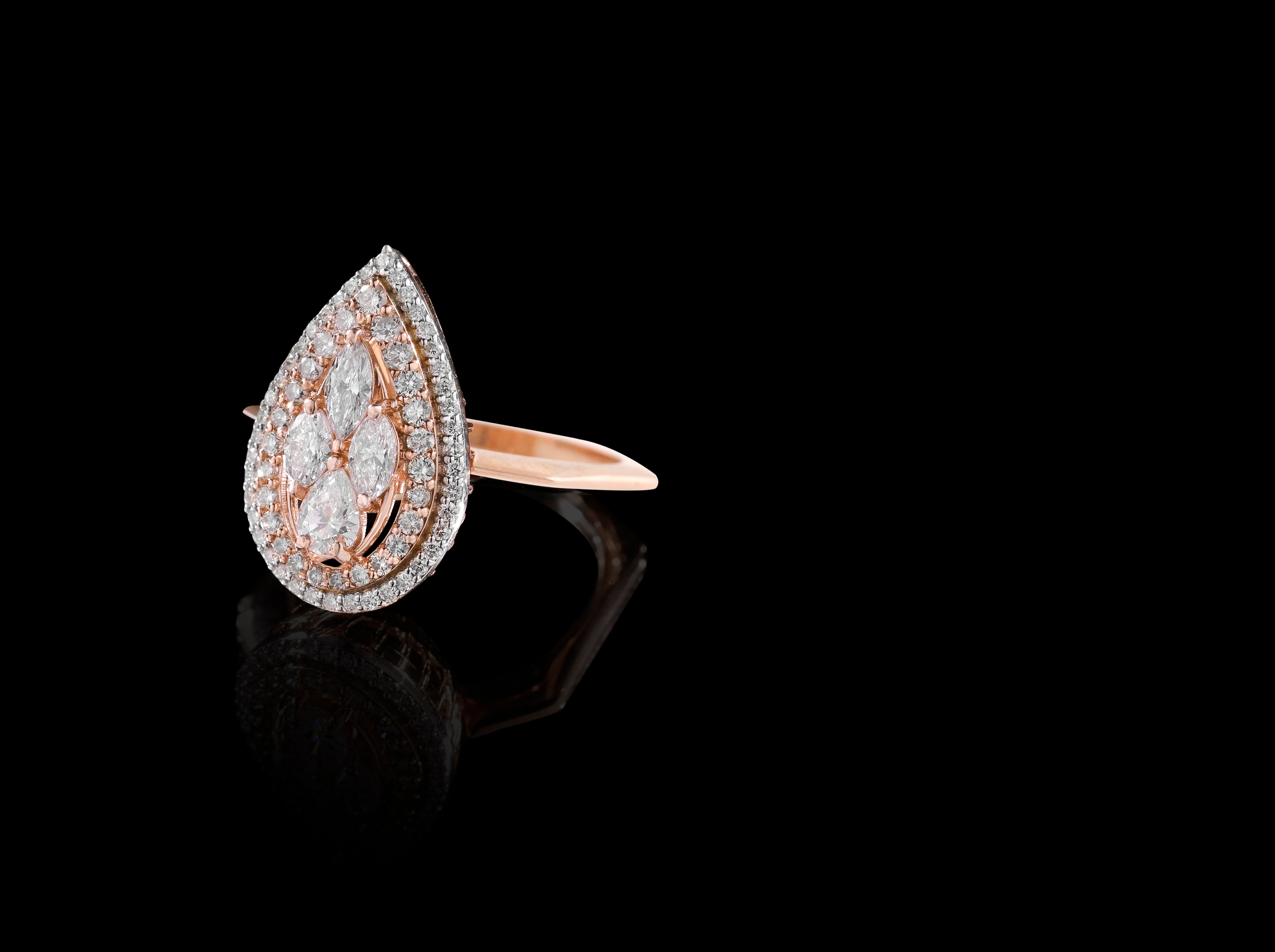 NaïyaDi Teardrop Rose Gold Diamond Ring