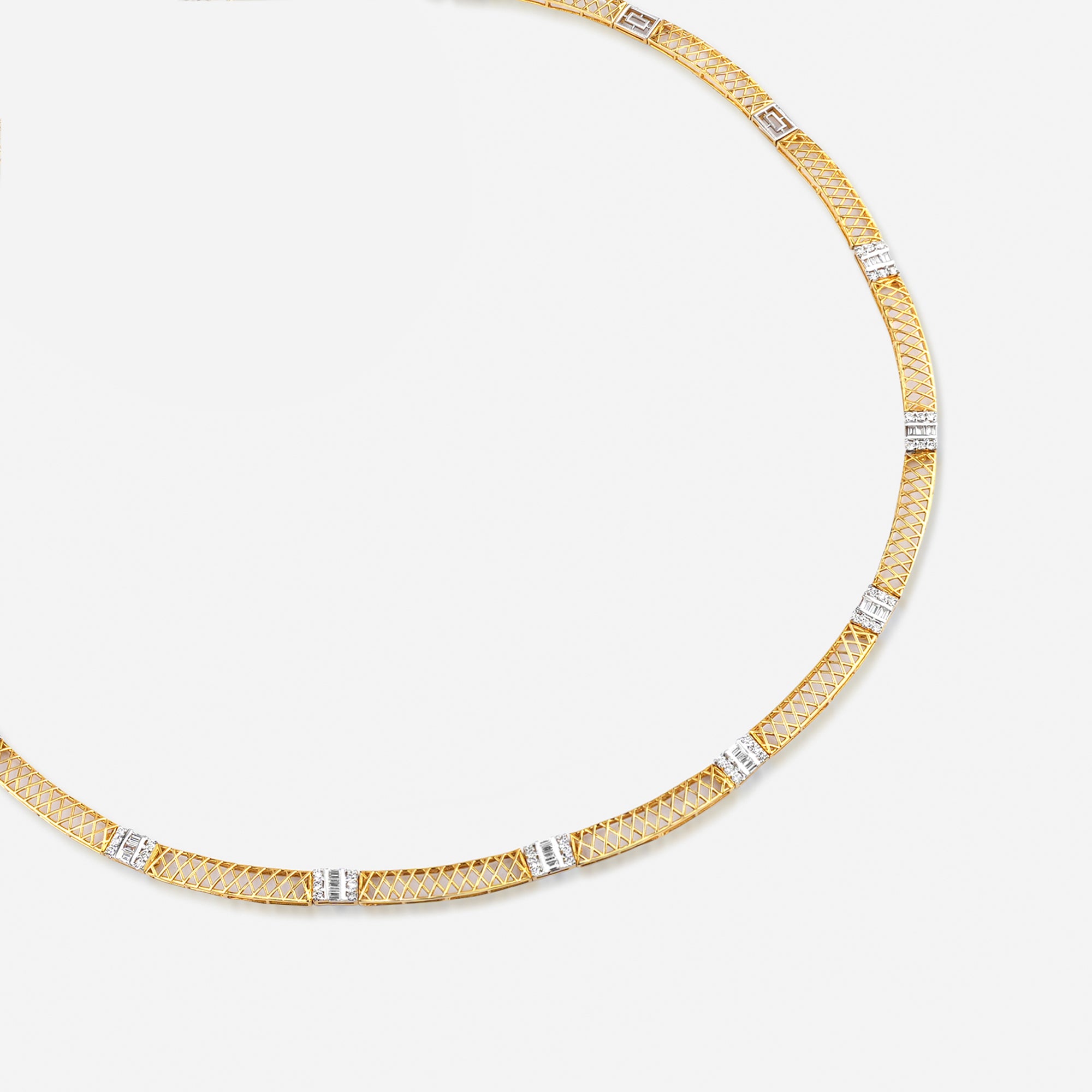 Classic Gold and Diamond Mesh Necklace