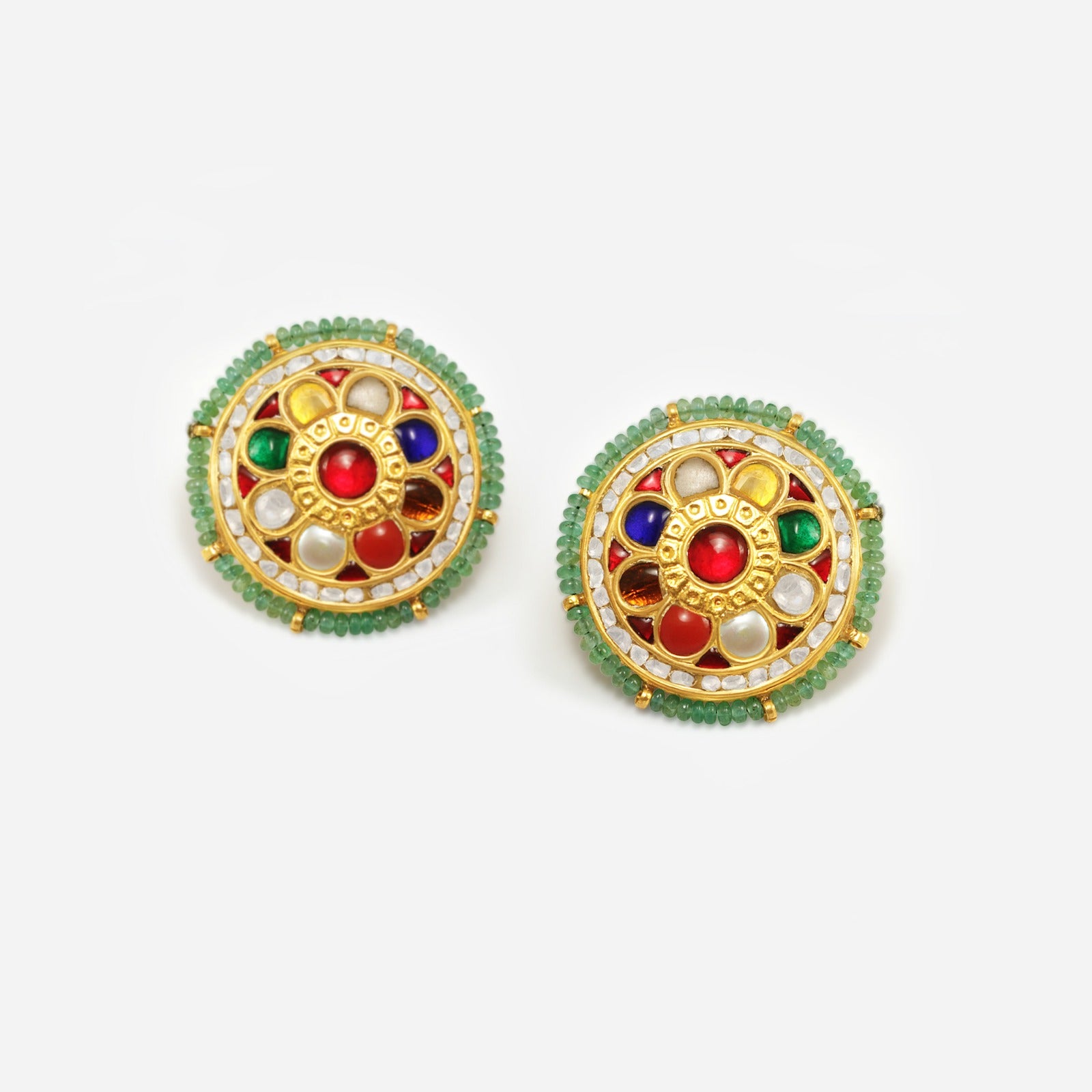 Navratna Polki Stud Earrings