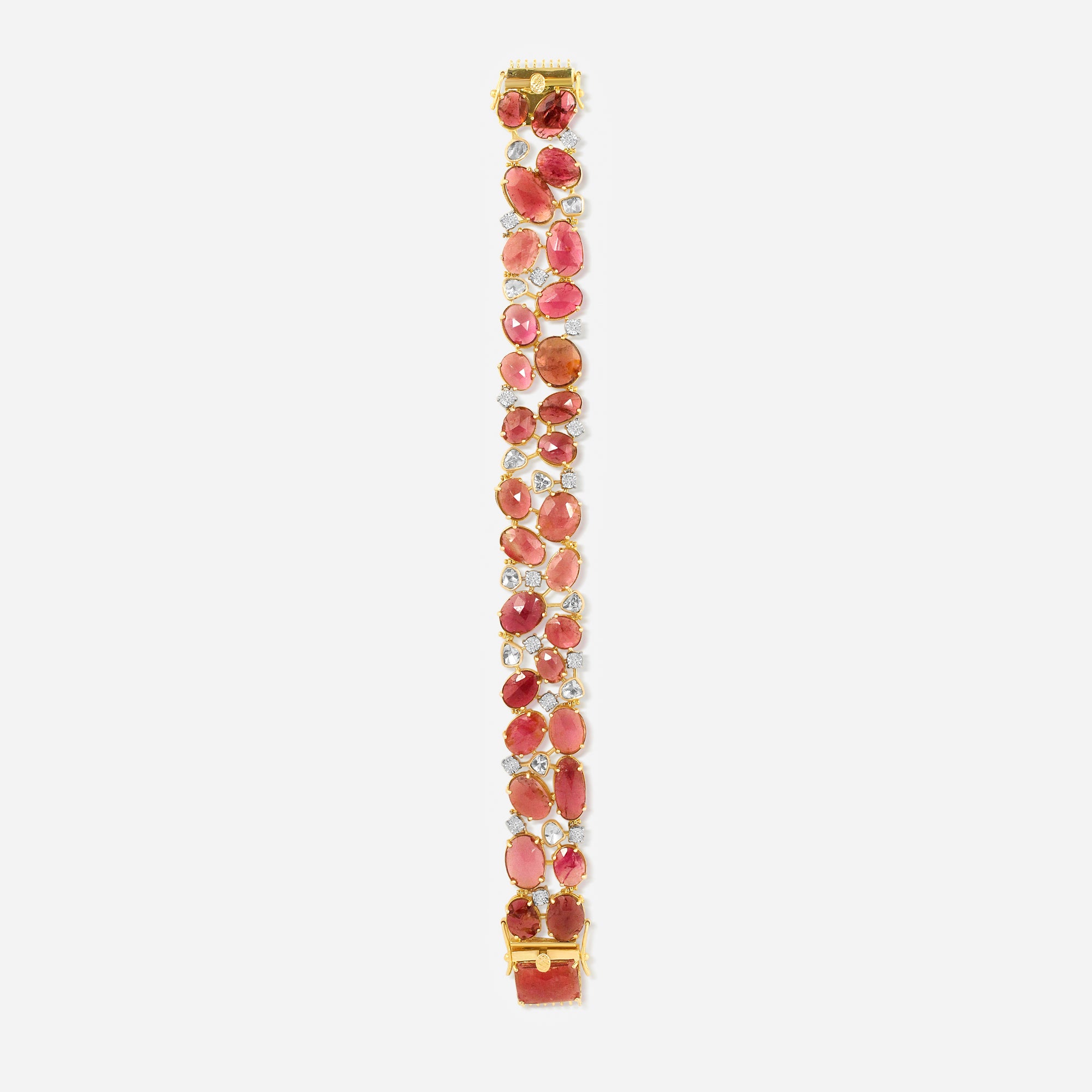 Rose Tourmaline and Diamond Gold Bracelet