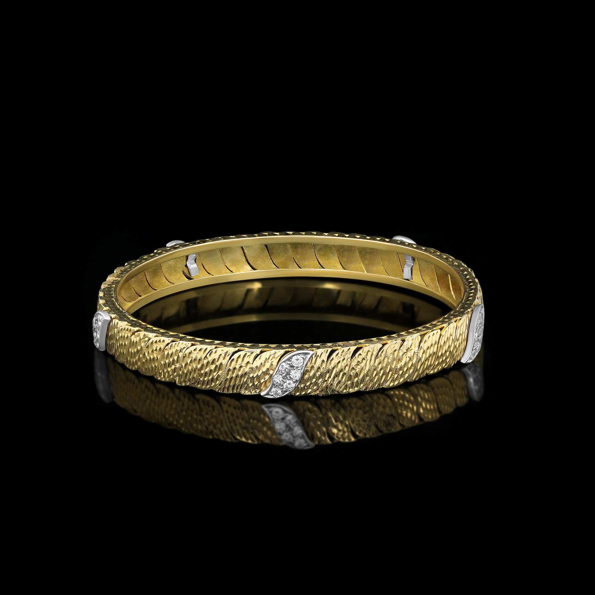Golden Feather Diamond Bangle