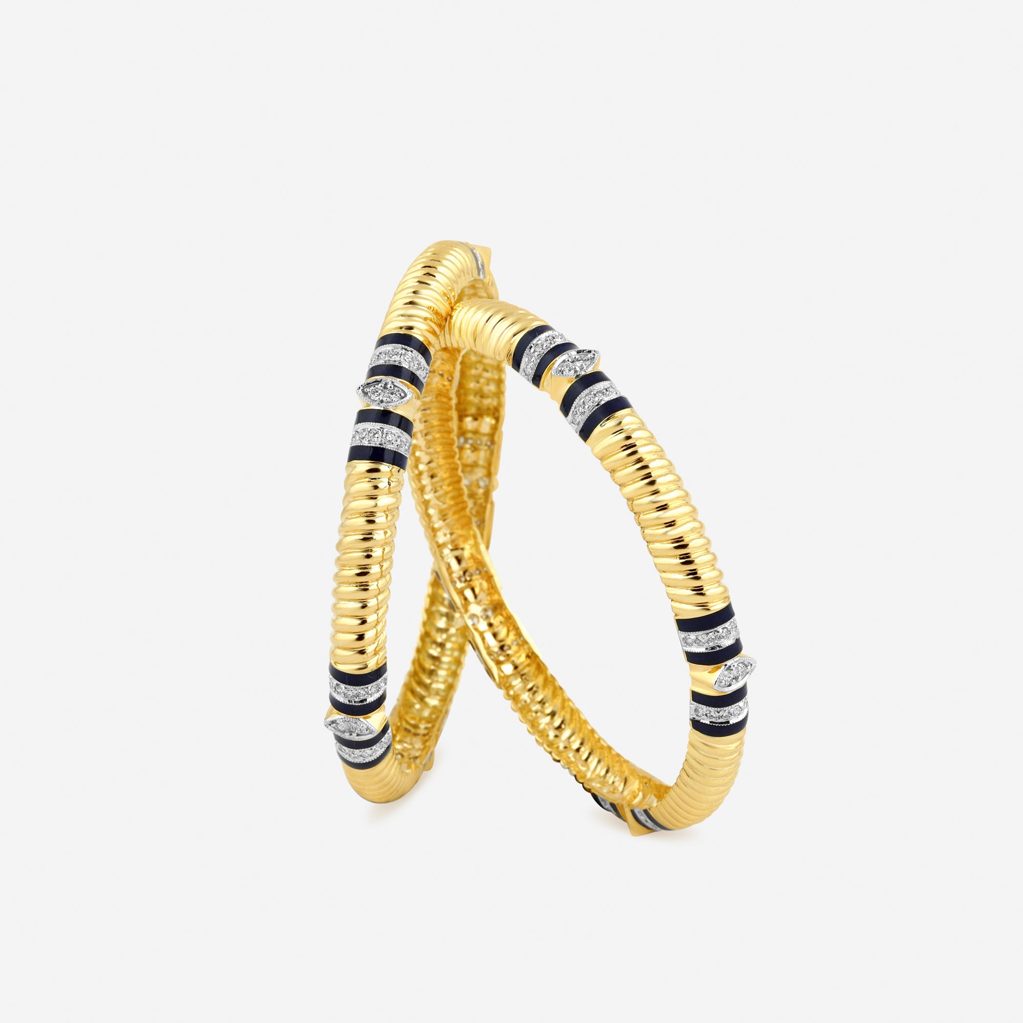 Noir Stripe Diamond Accent Bangles