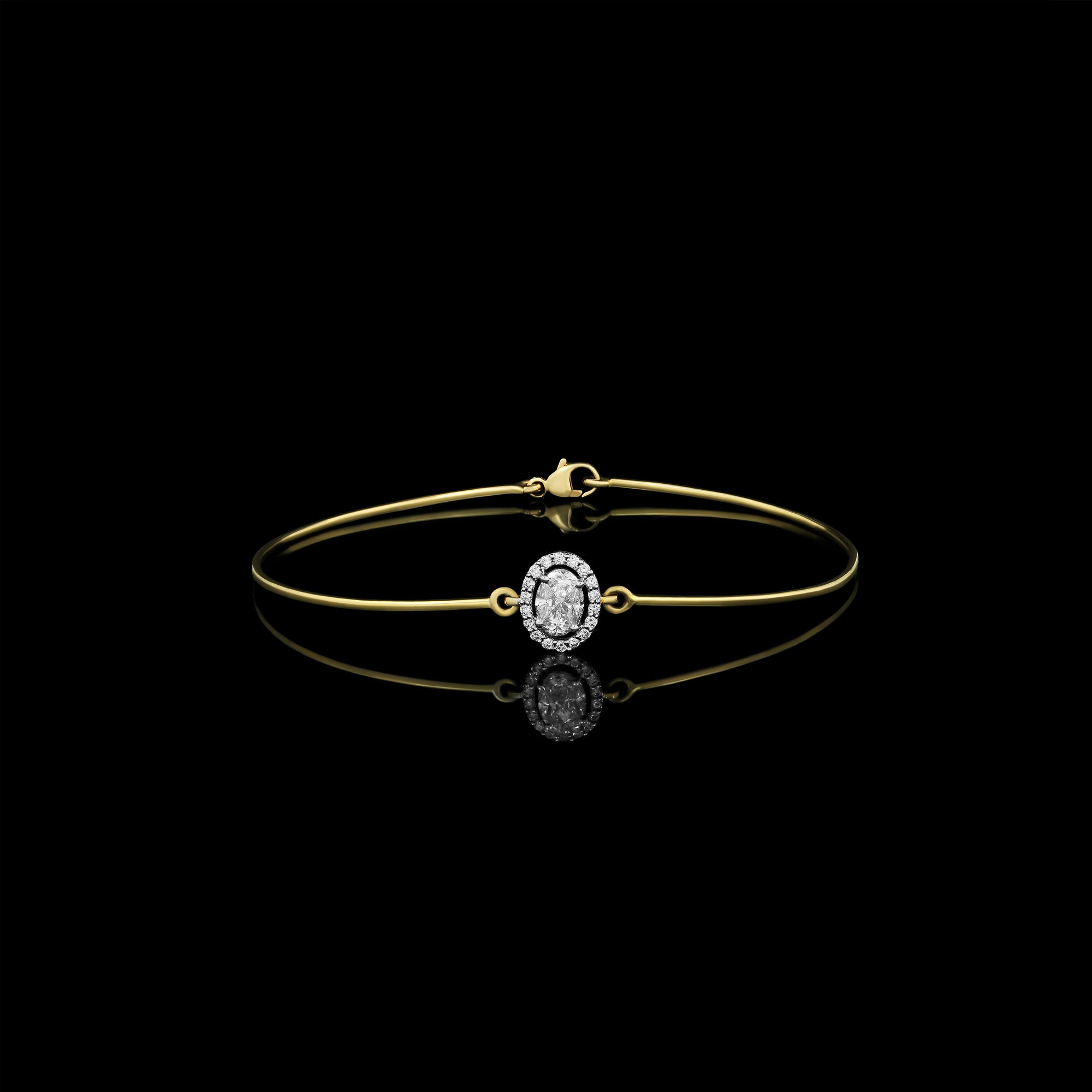Elegant Oval Diamond Accent Gold Bangle
