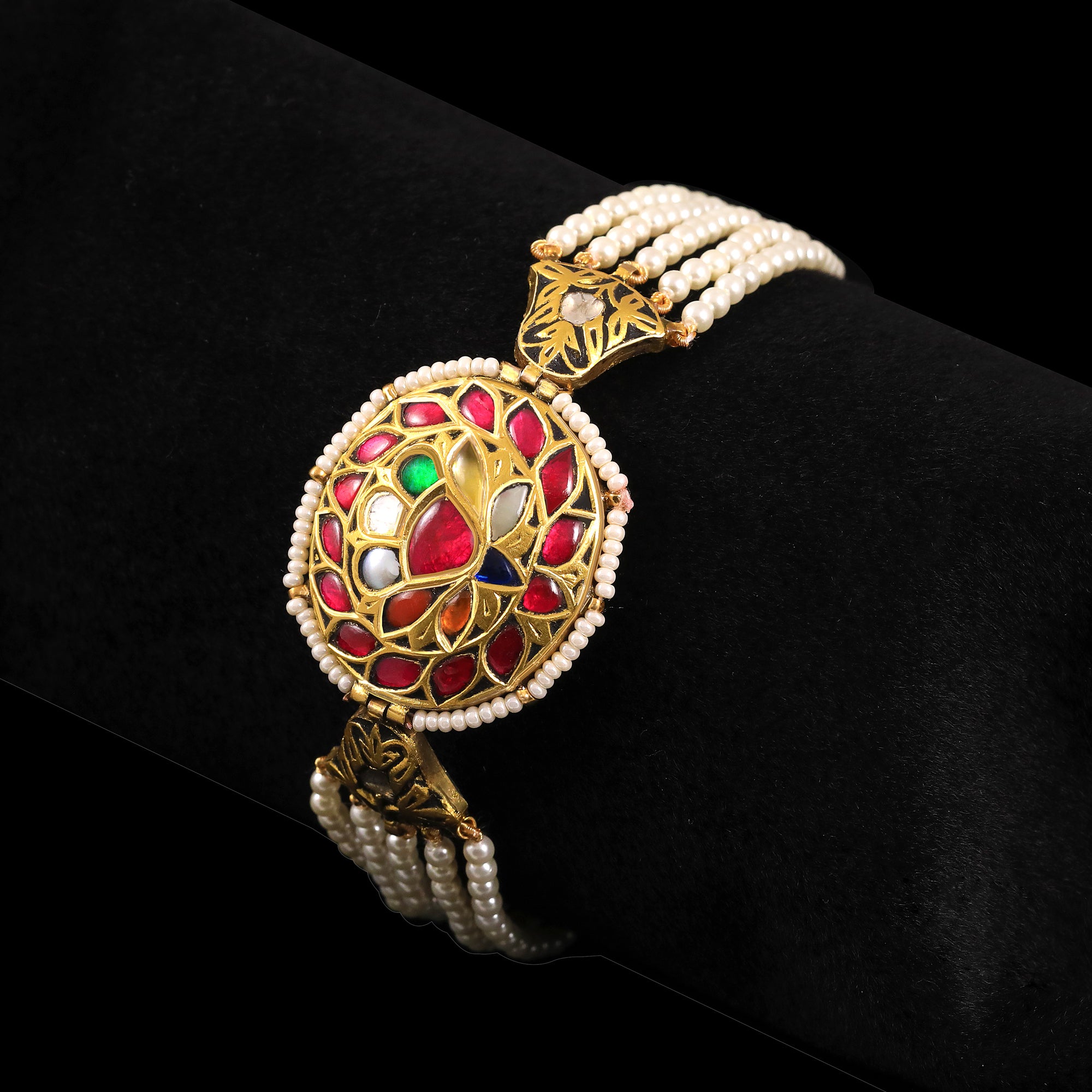 Royal Meenakari Floral Pearl Bracelet
