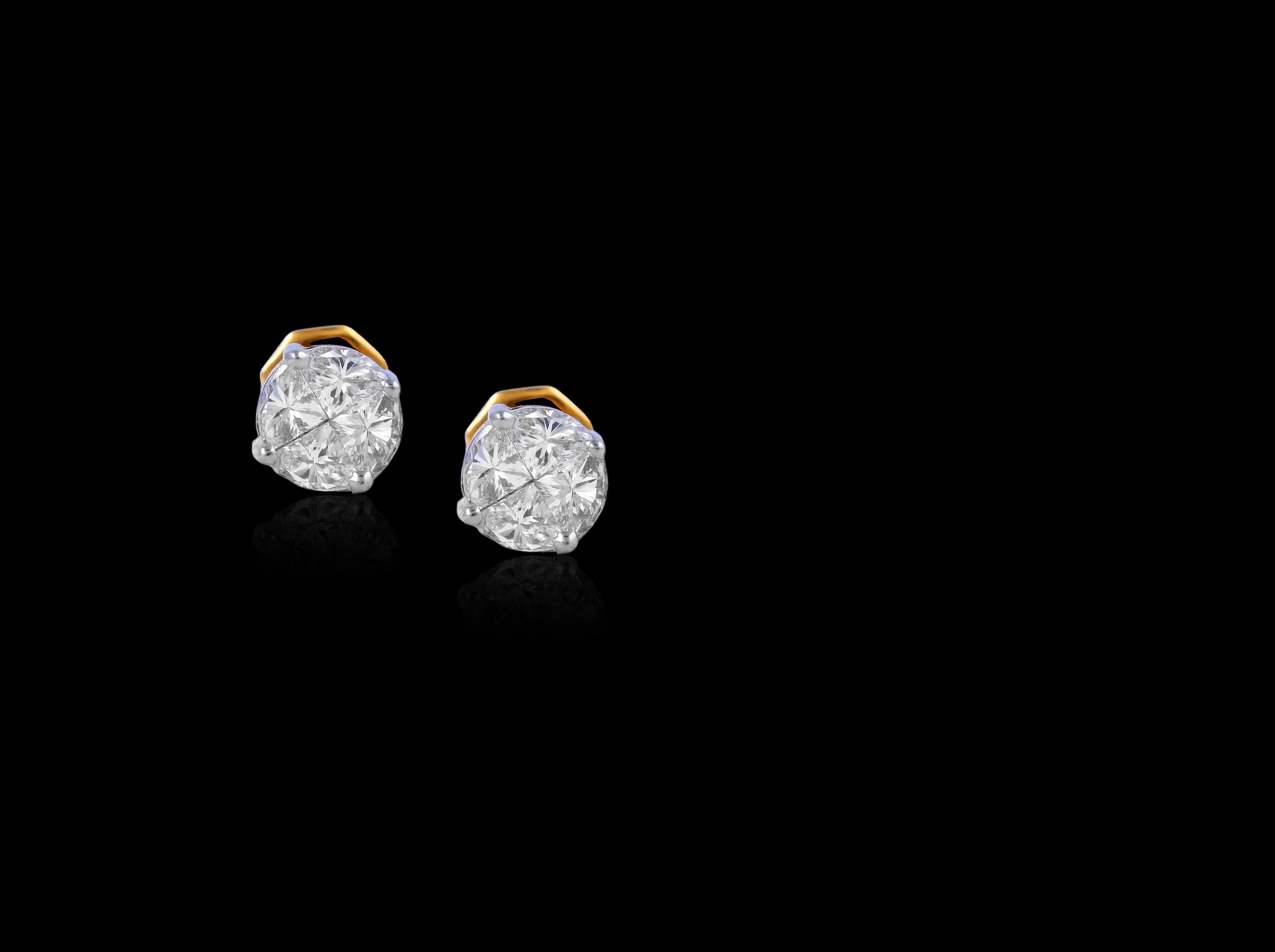 Classic Cluster Diamond Stud Earrings