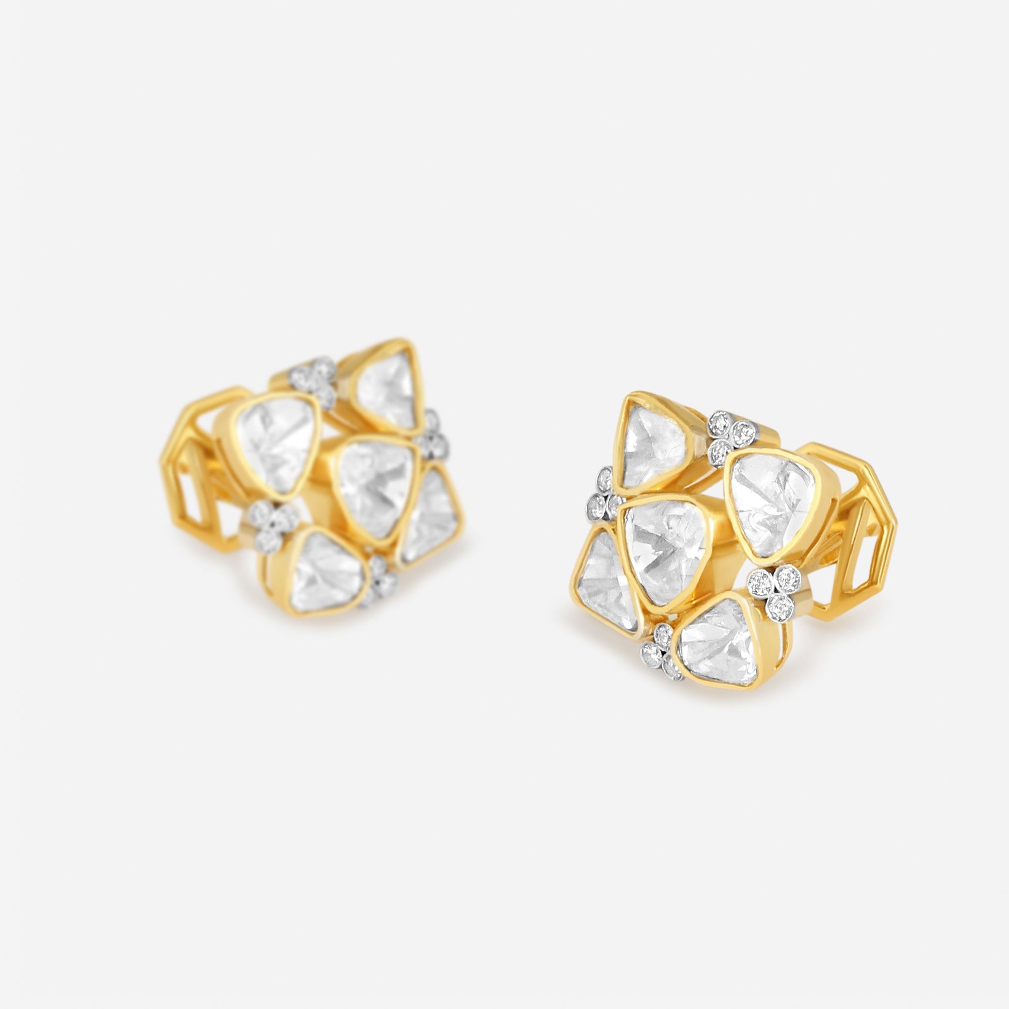 Radiance Trilliant Polki Studs