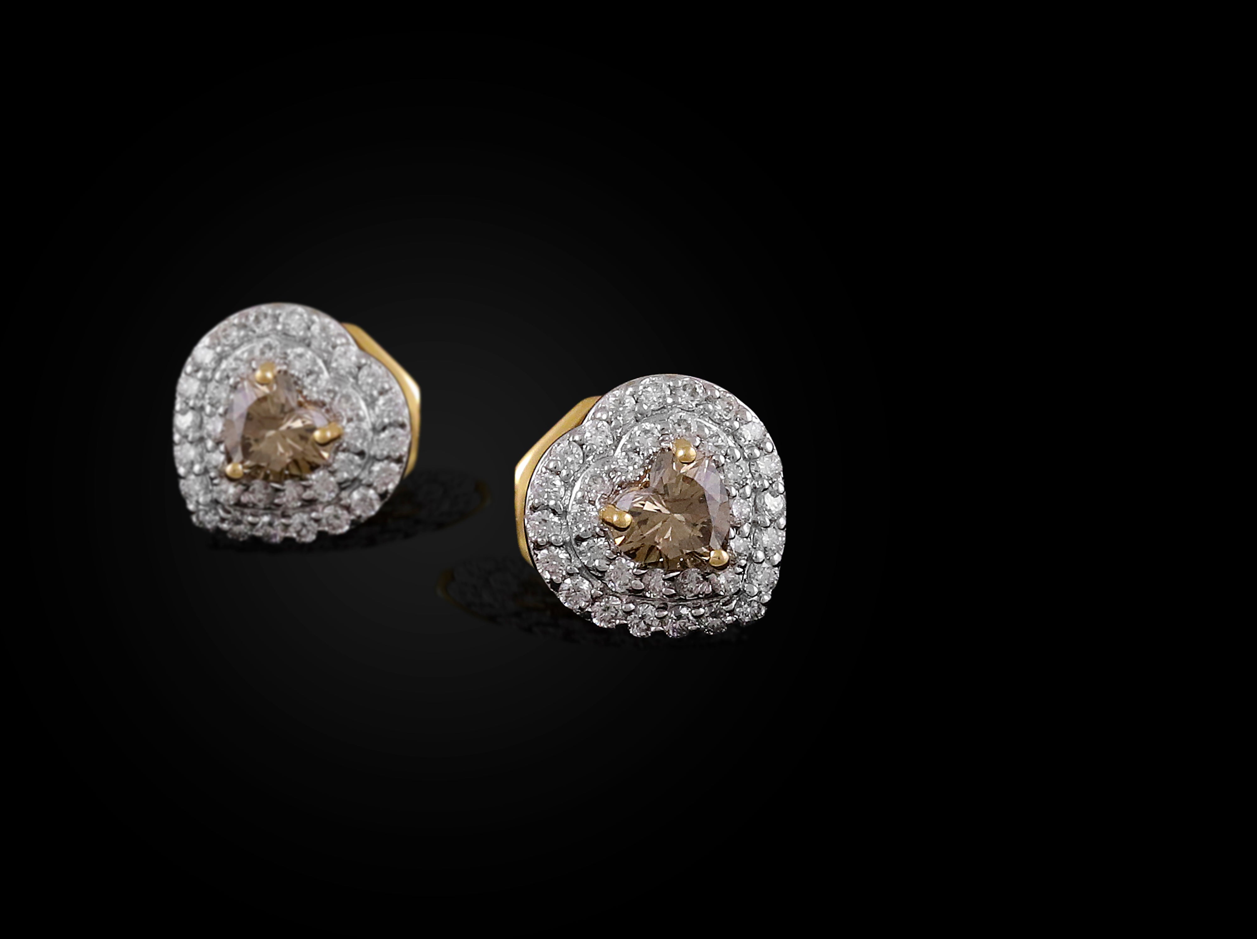 Champagne Heart Halo Studs