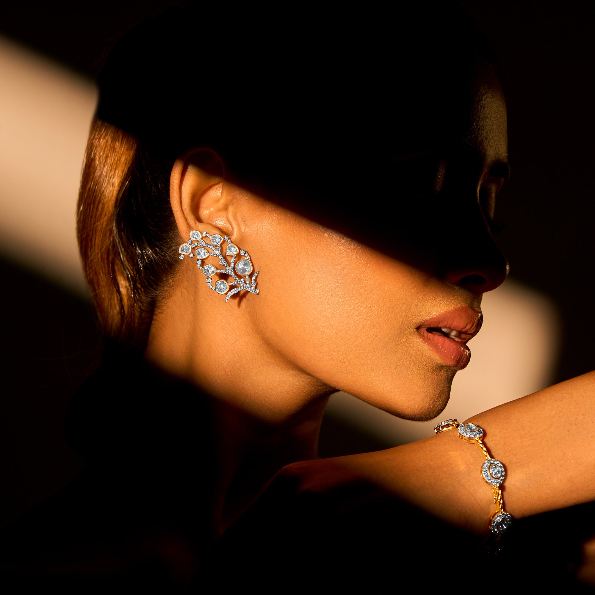 Kundan Floral Vine Earrings