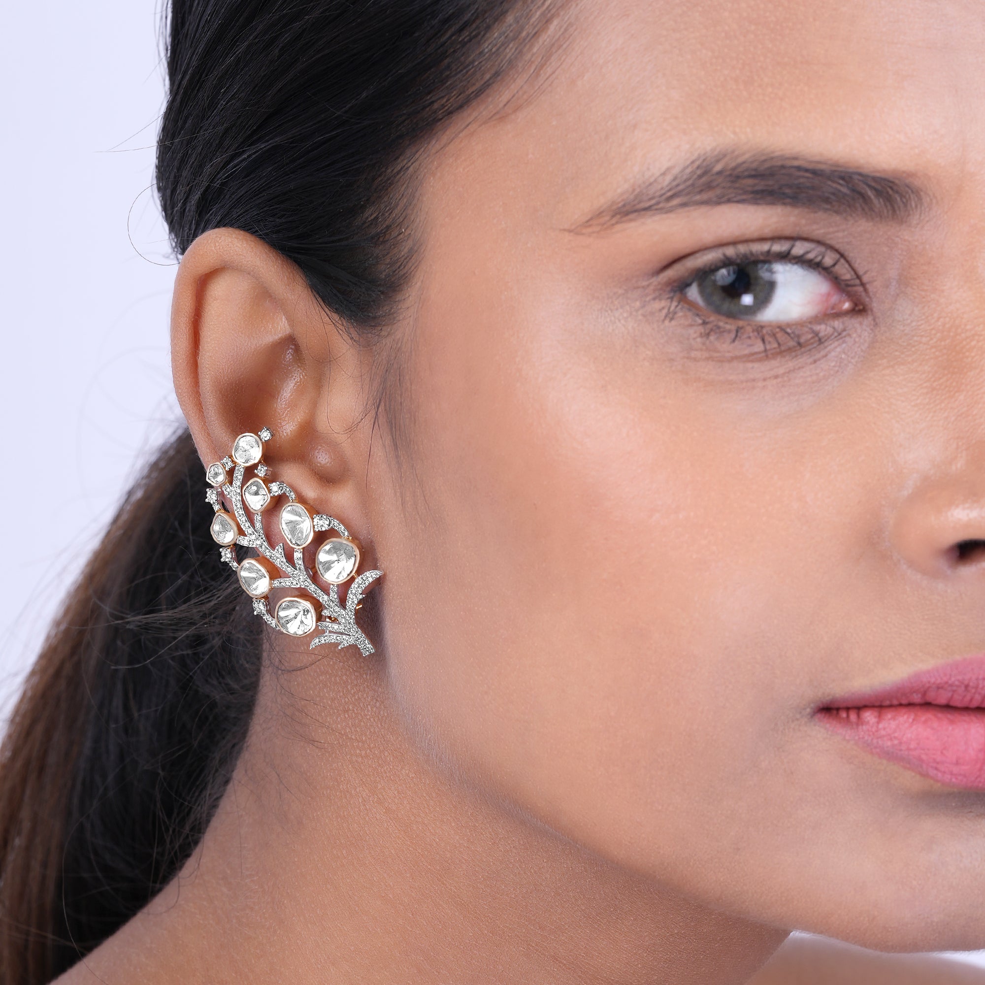 Kundan Floral Vine Earrings