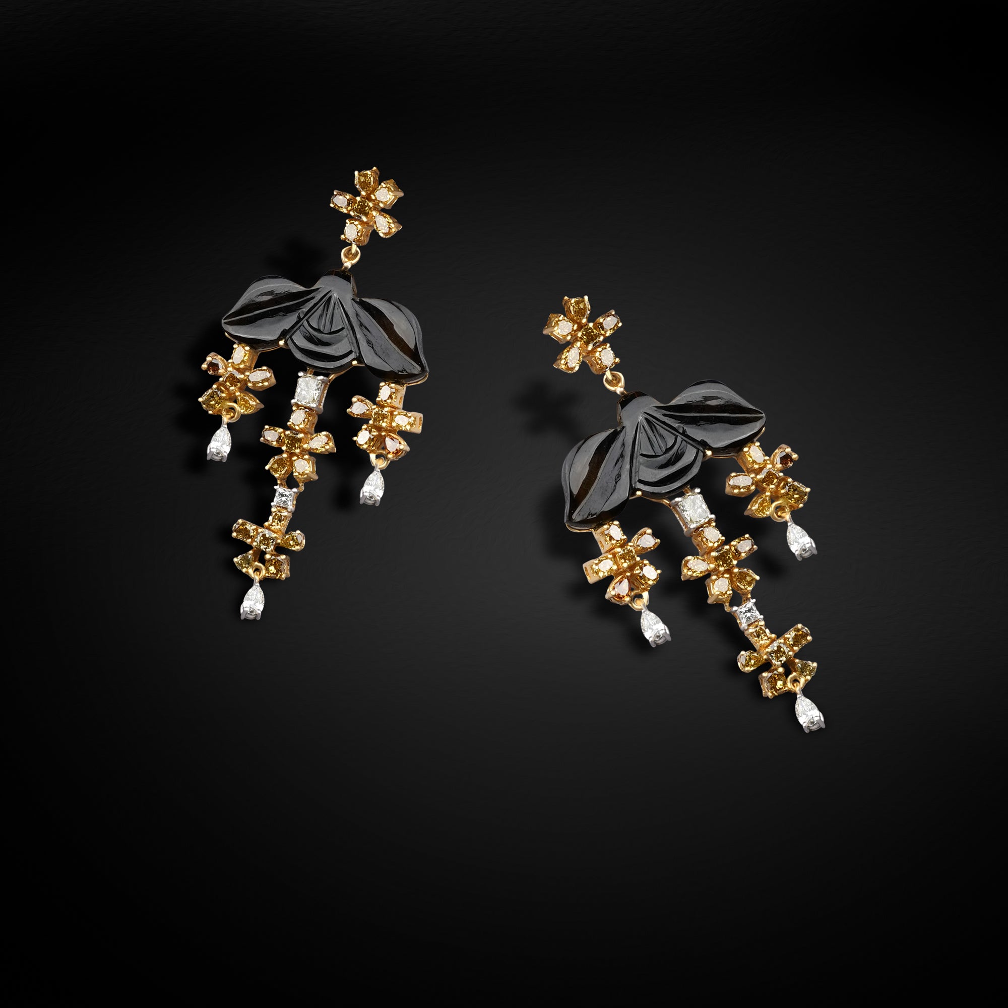 Midnight Bloom Chandelier Earrings