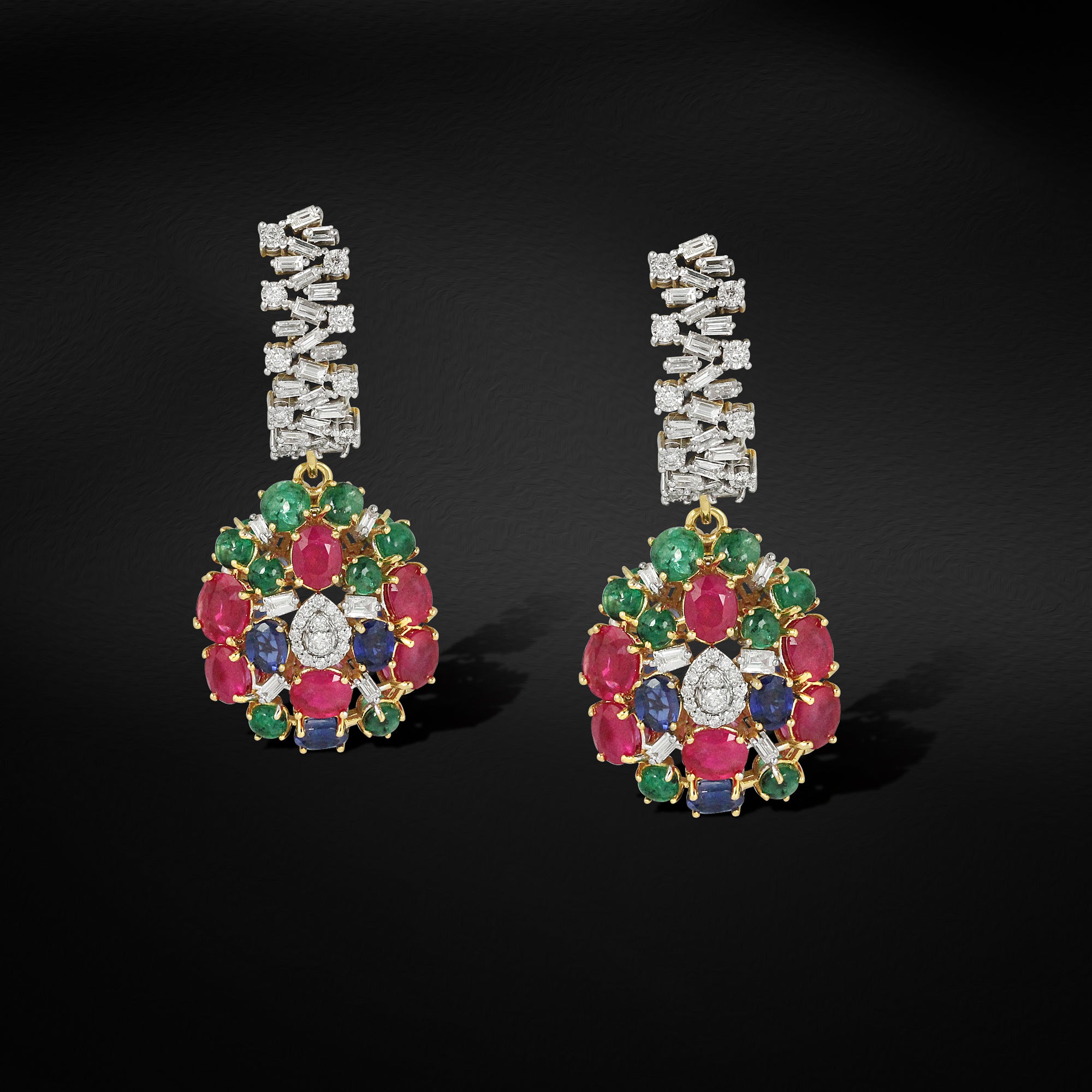 Mughal Gemstone Medallion Drops