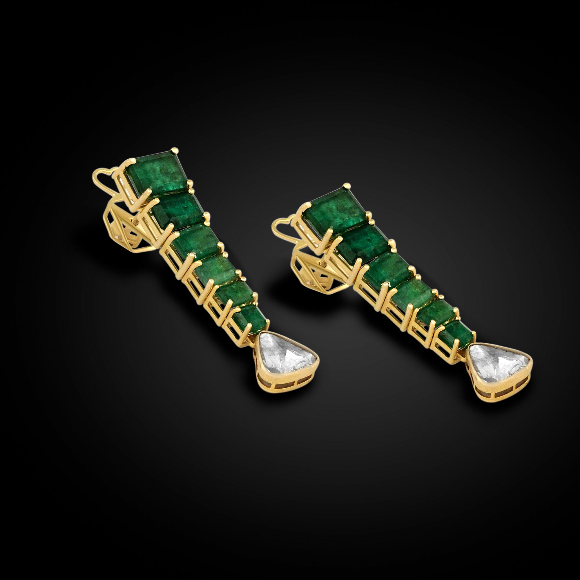 Emerald Cascade Heart Earrings