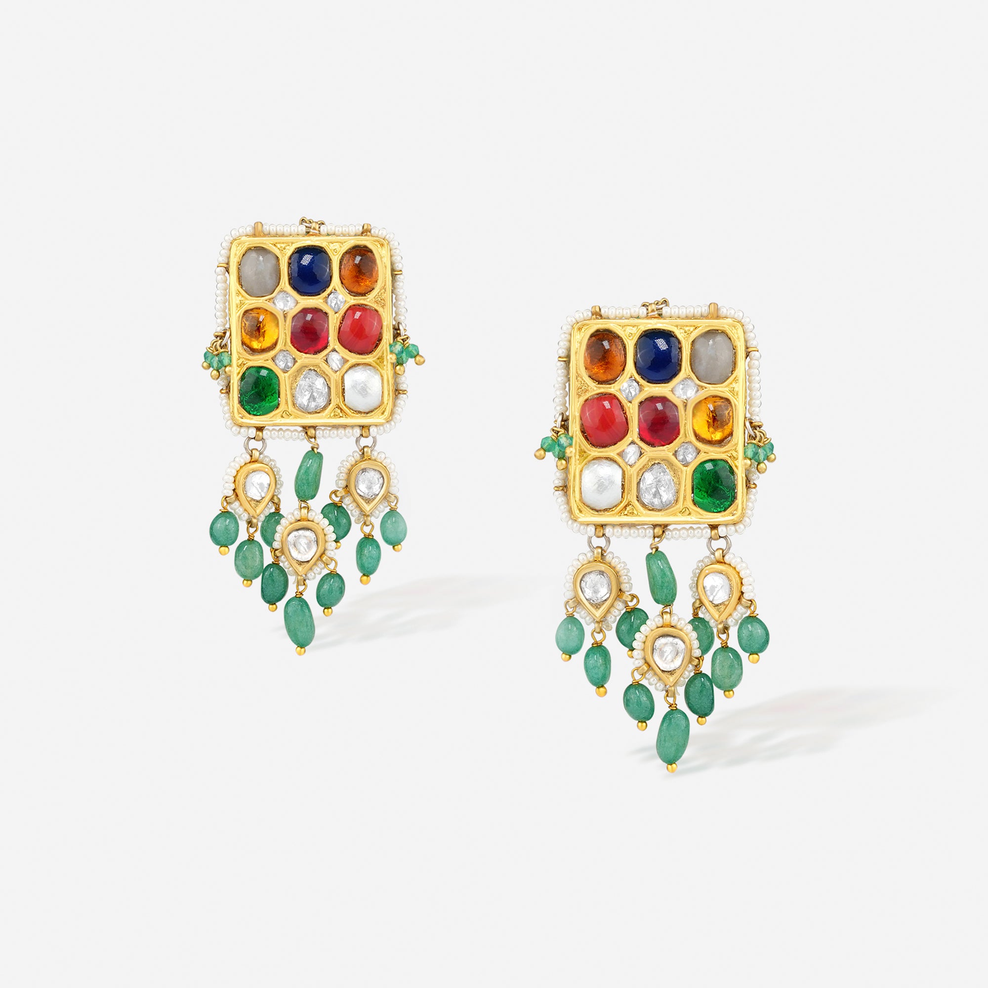 Regal Navratna Cascade Earrings