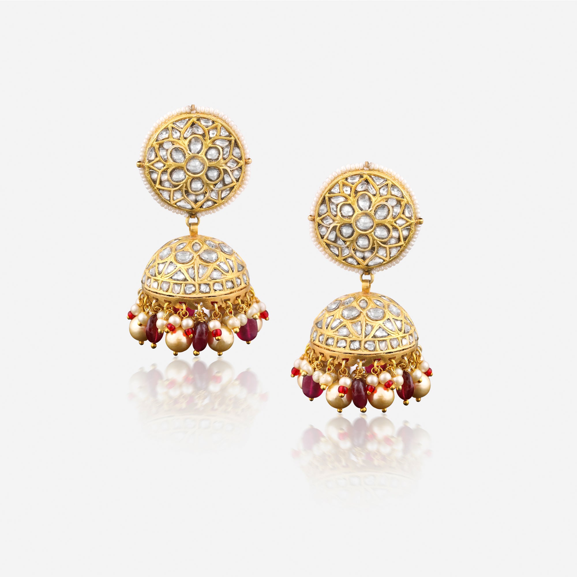 NahYati Kundan Dome Jhumkas