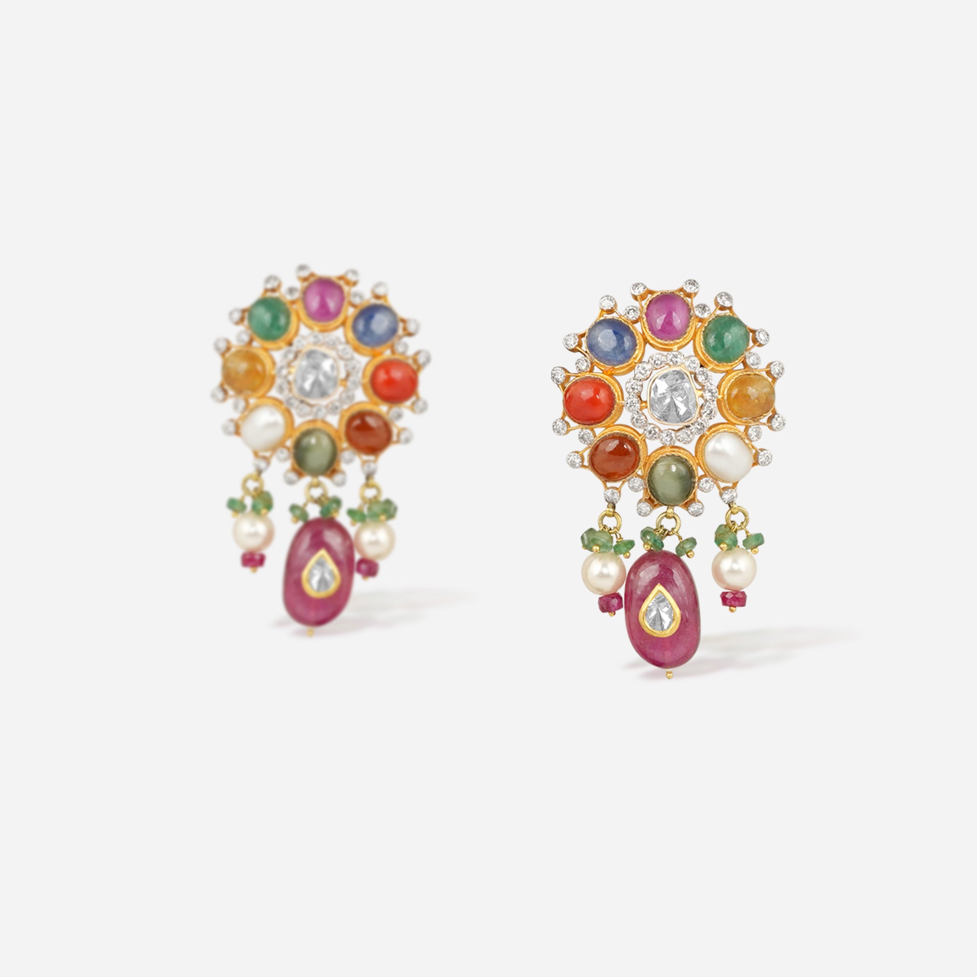 Navratna Drop Chand Studs