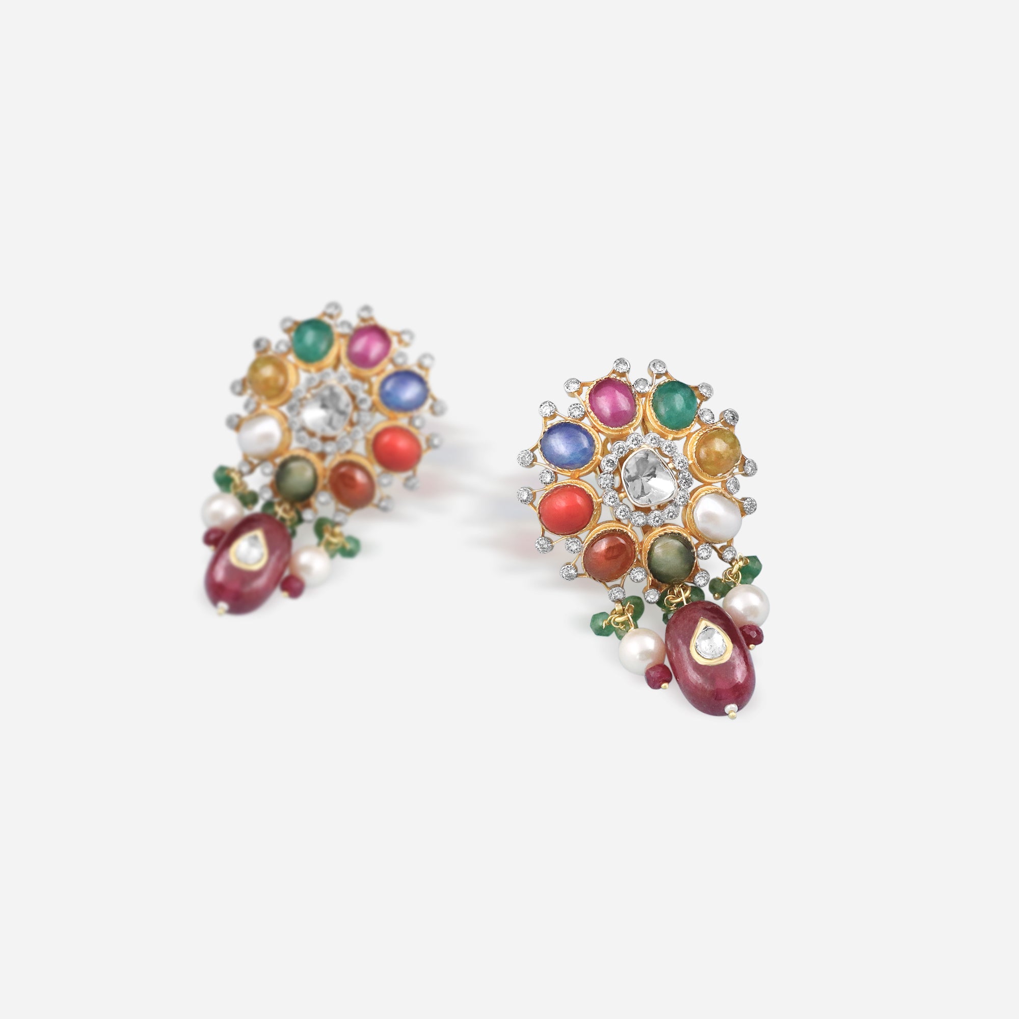 Navratna Drop Chand Studs