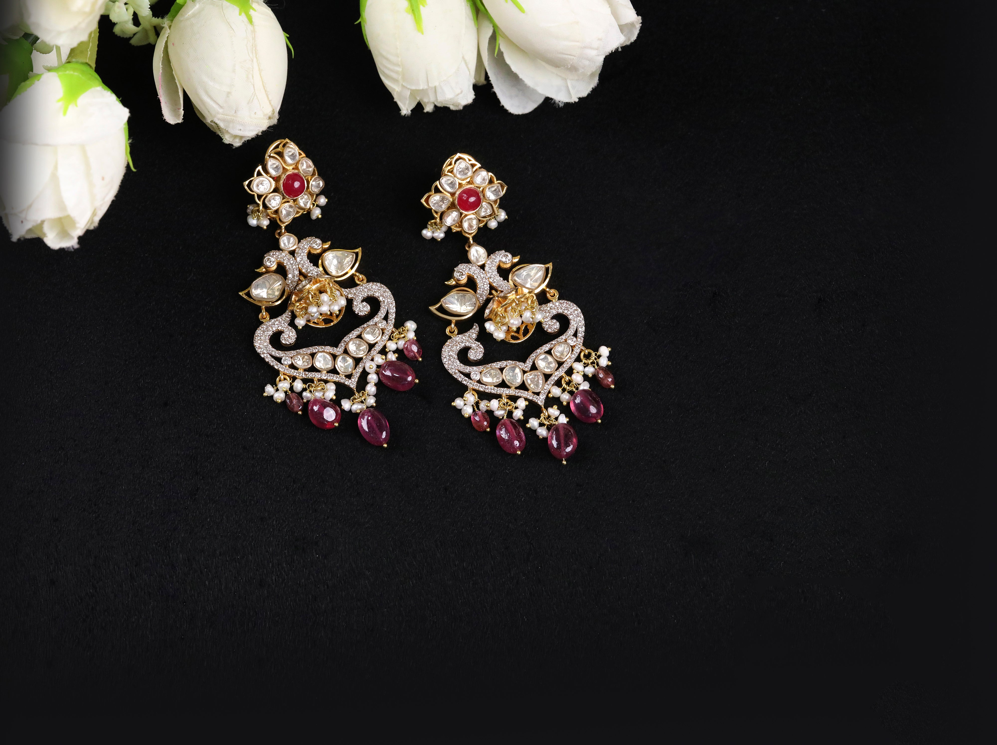 Ruhani Regal Ruby Drop Chandbalis