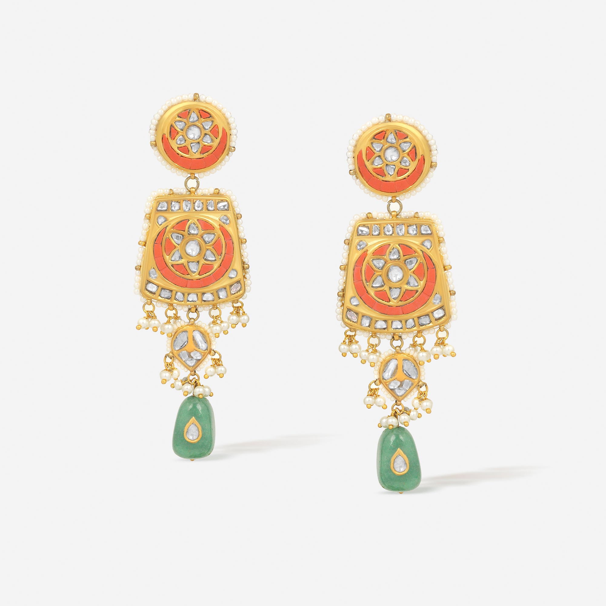 Royal Navratna Meenakari Drop Earrings