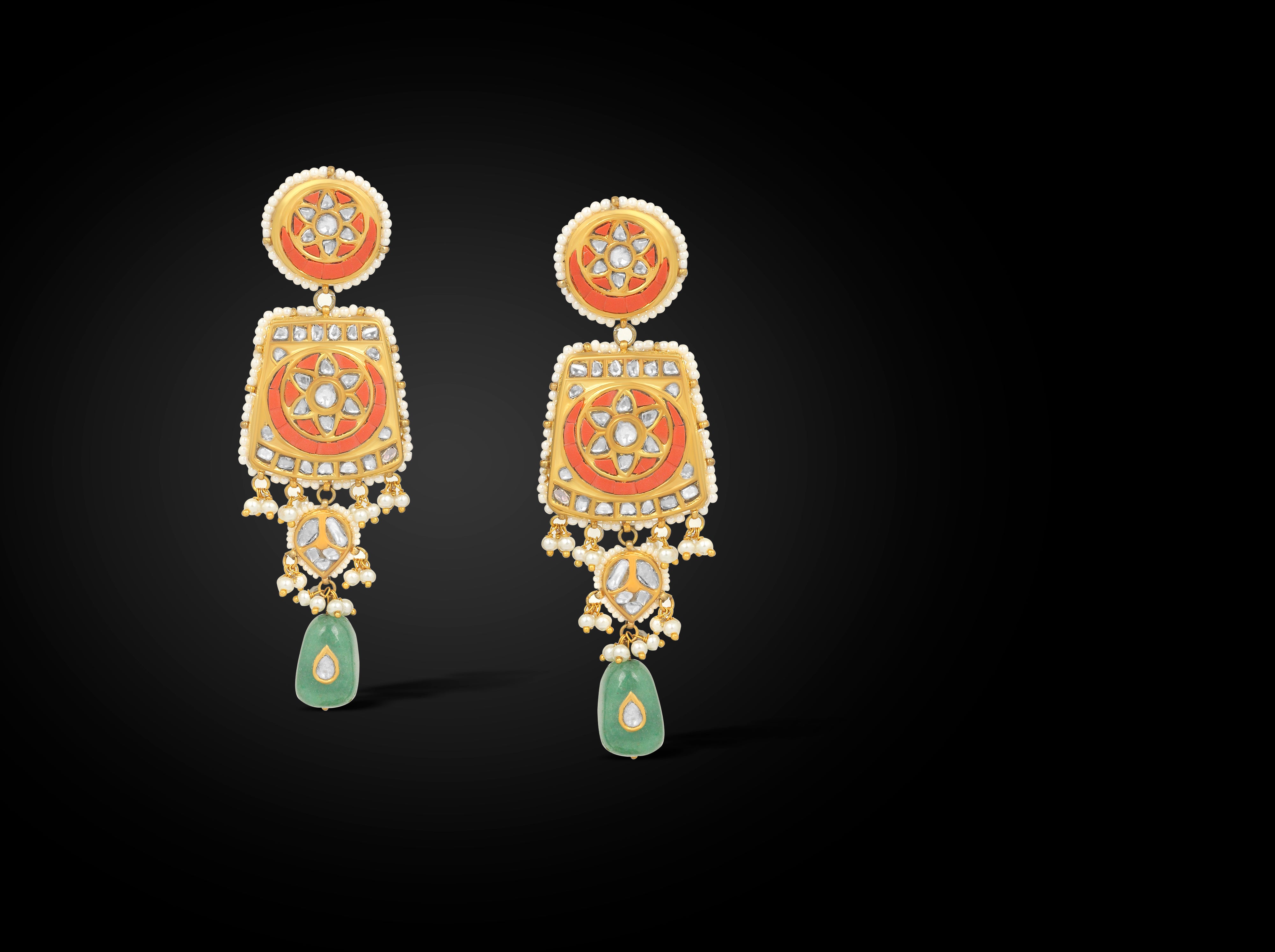 Royal Navratna Meenakari Drop Earrings