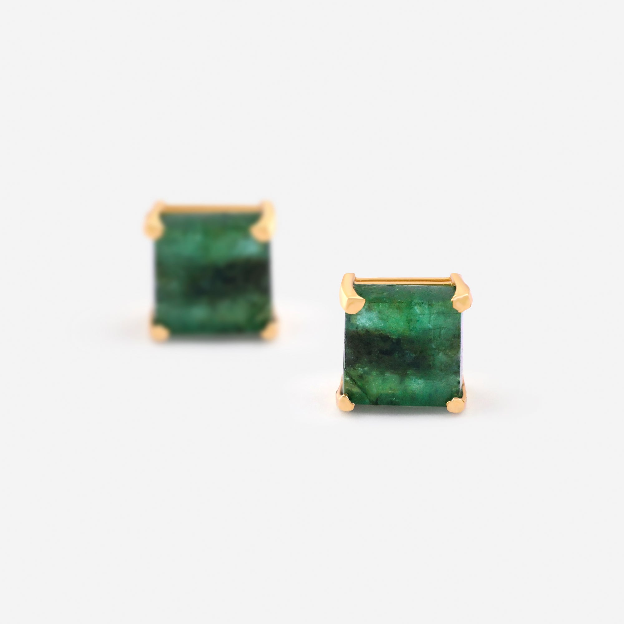 Square Emerald Studs
