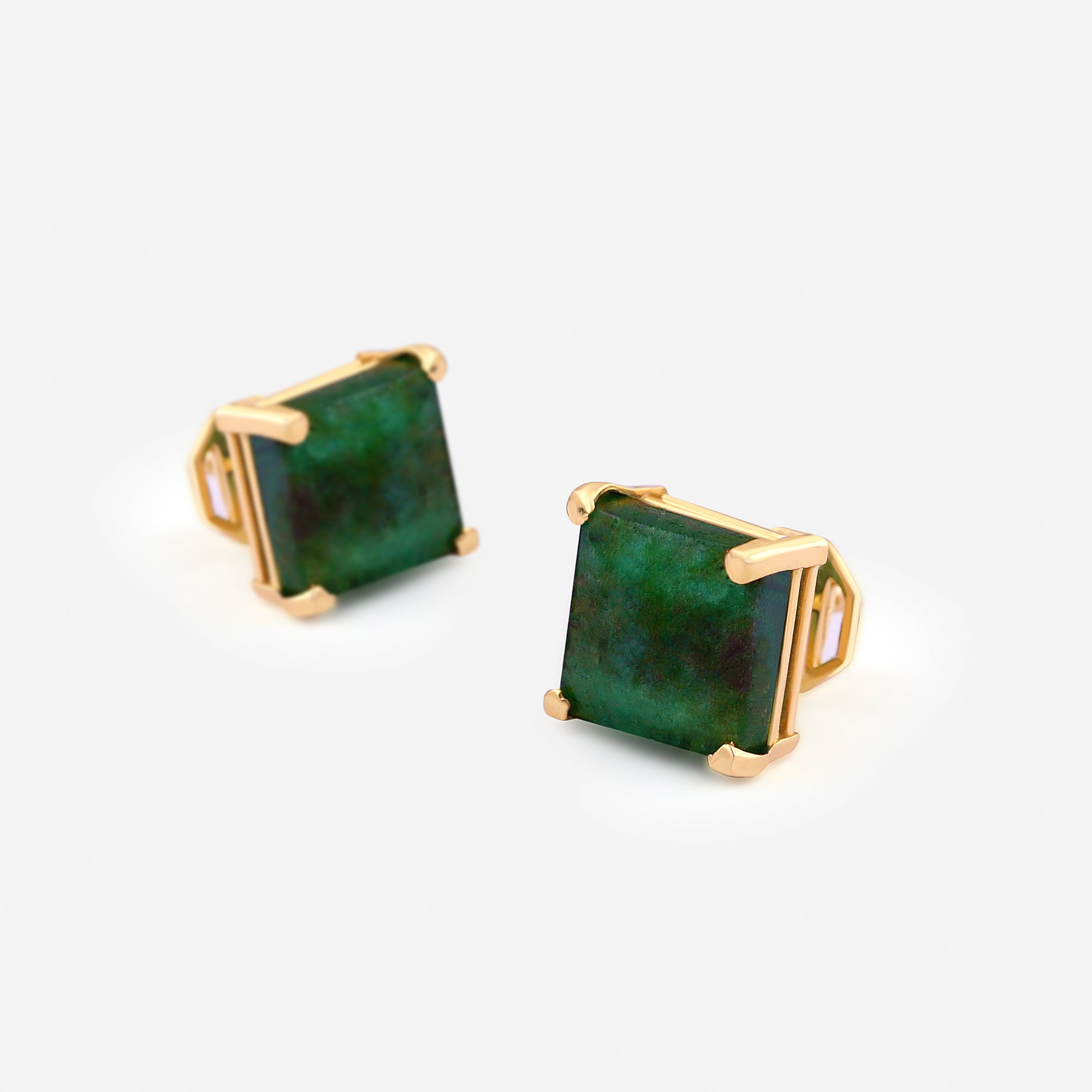 Square Emerald Studs