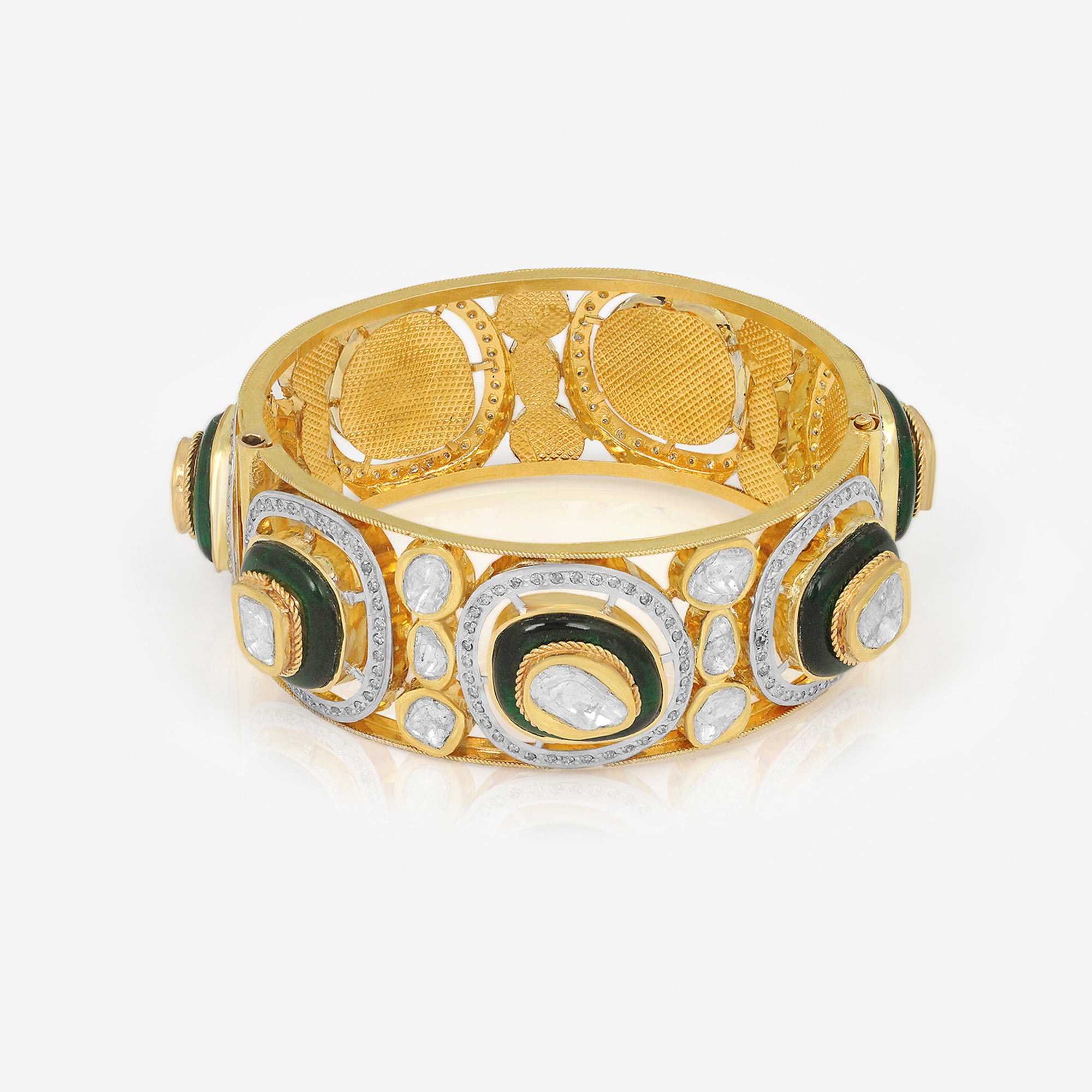 NakaMeï Emerald Kundan Bangle