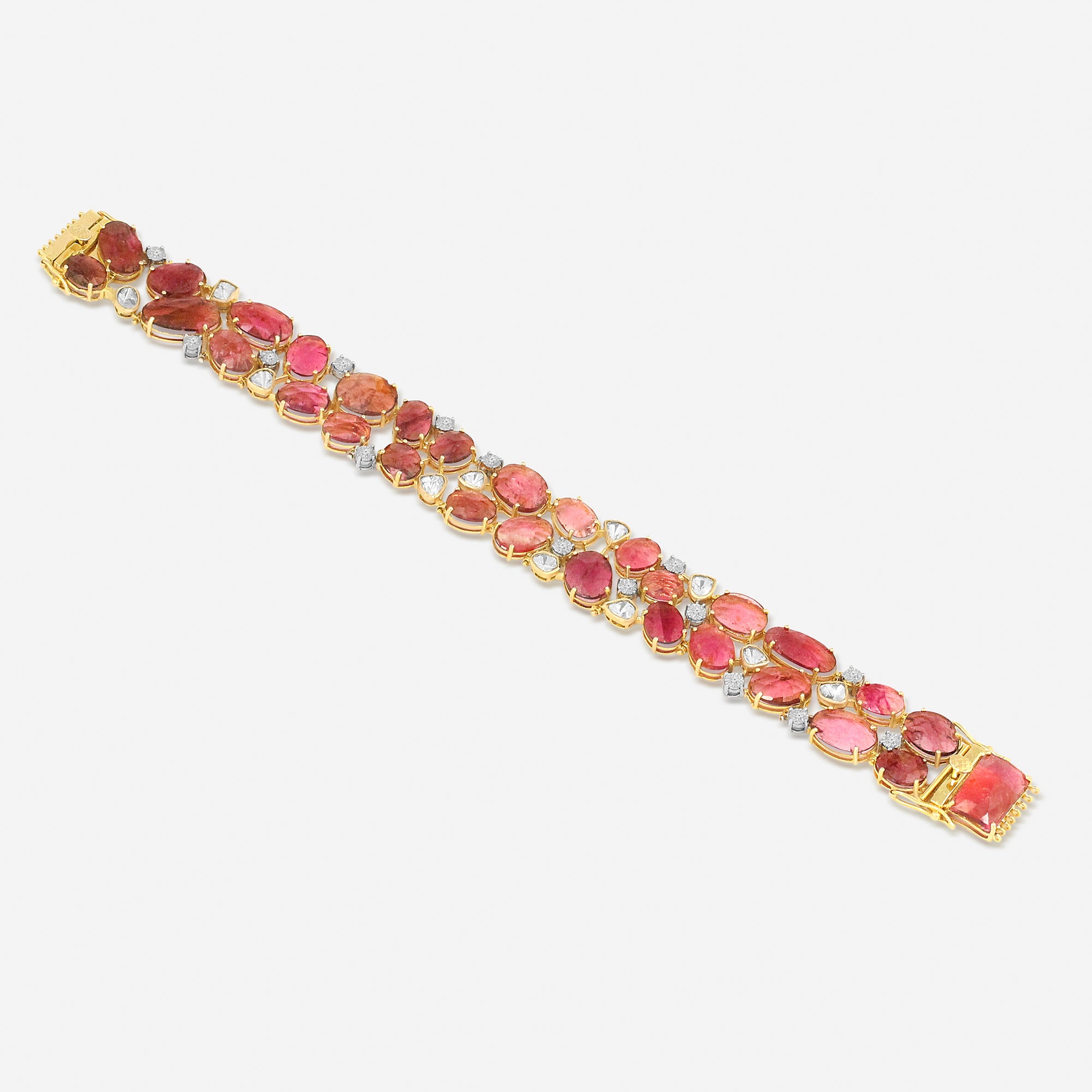 Rose Tourmaline and Diamond Gold Bracelet