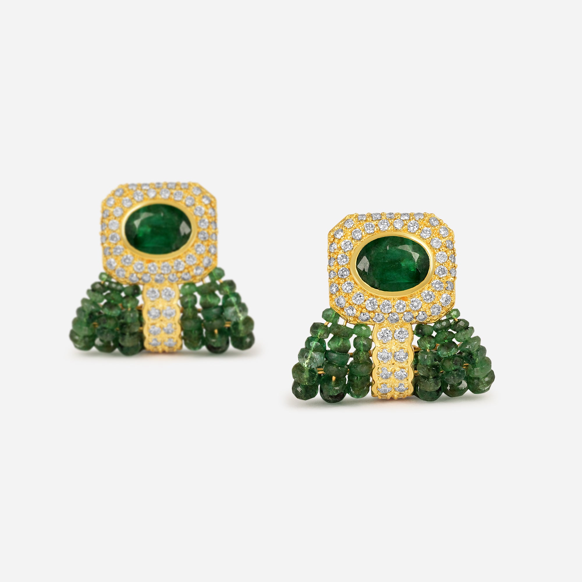 Royal Emerald Tassel Earrings