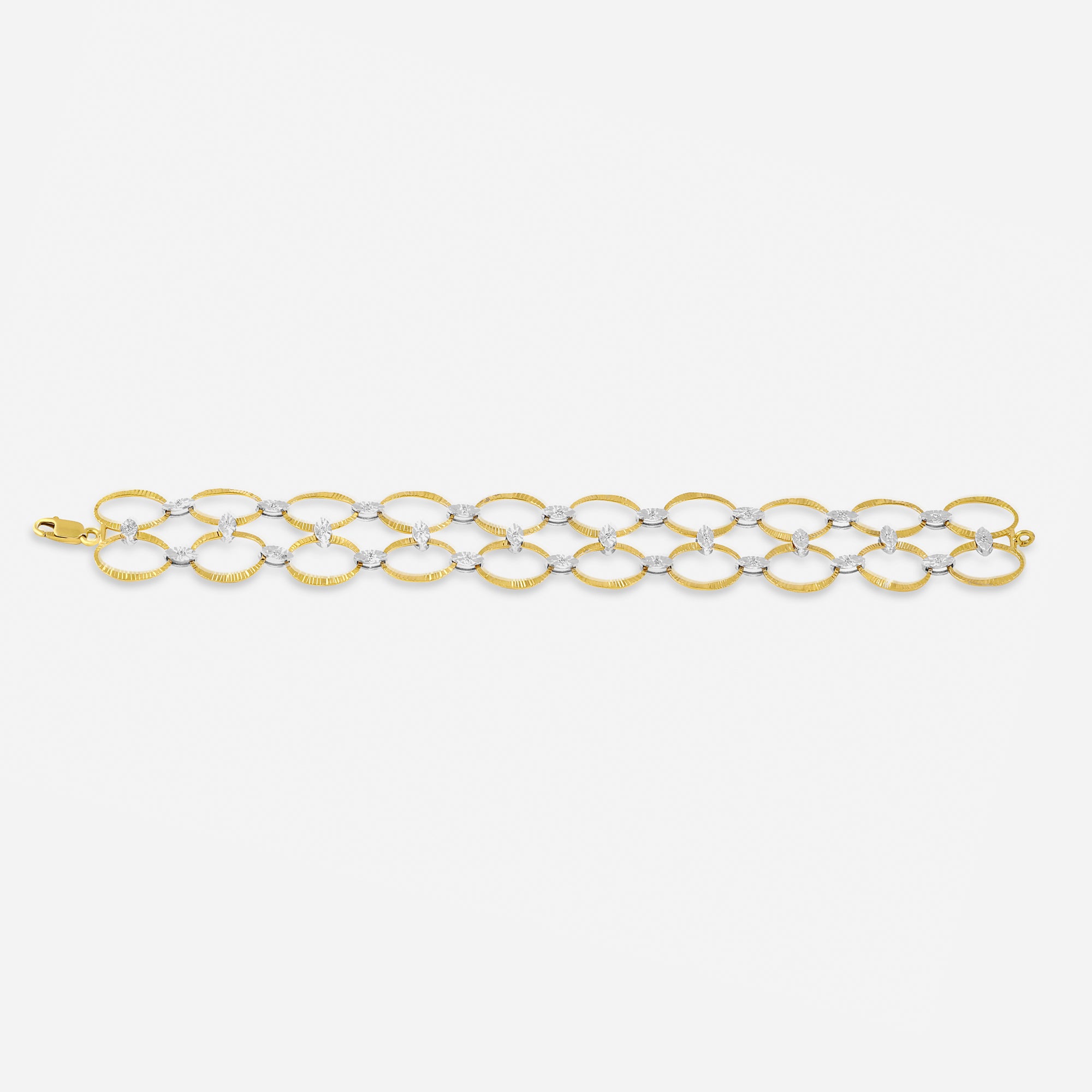 Gold & Silver Interlinked Circles Statement Bracelet