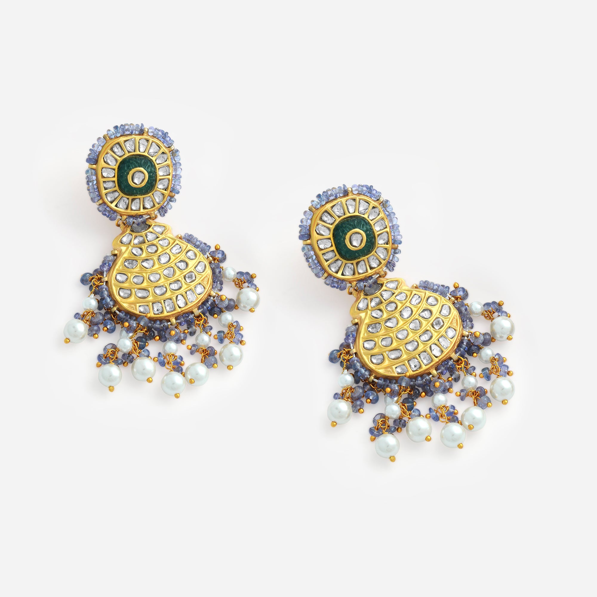 NereïDa Kundan & Pearl Drop Earrings