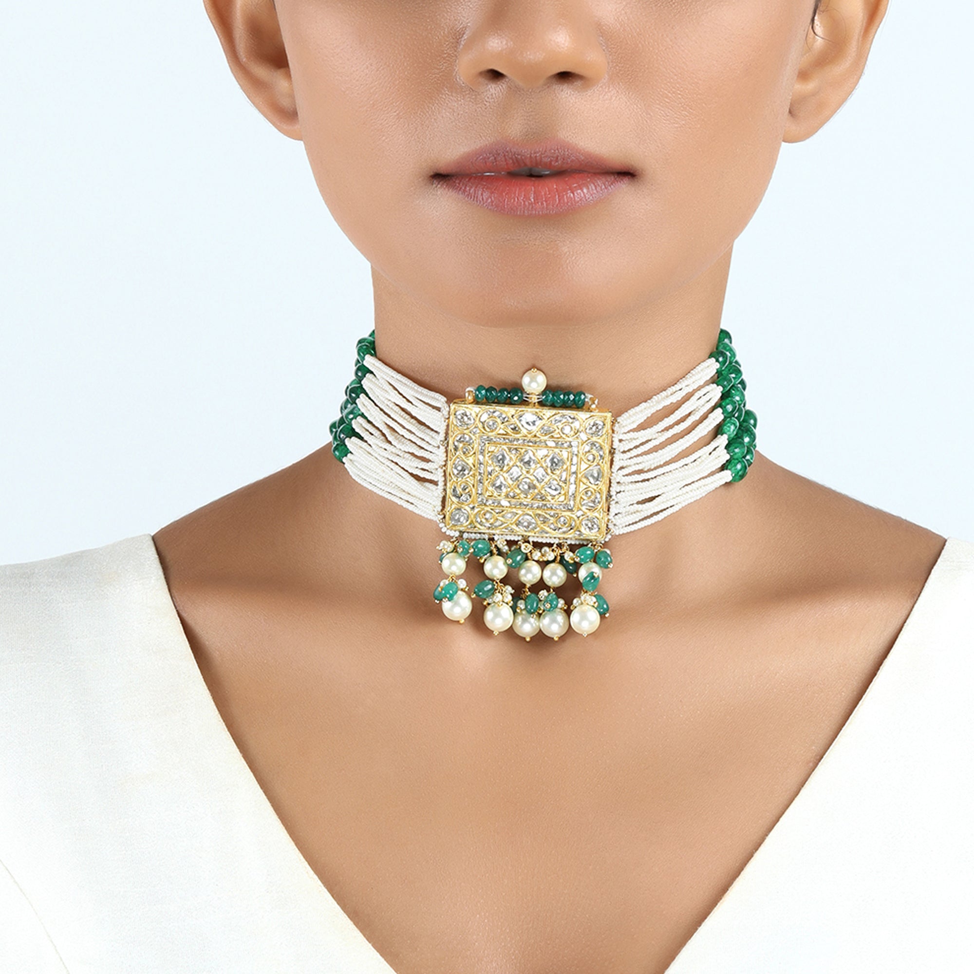 Regal Radiance Pearl & Polki Choker