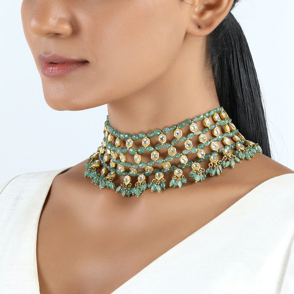 Emerald Élan Polki Mesh Choker