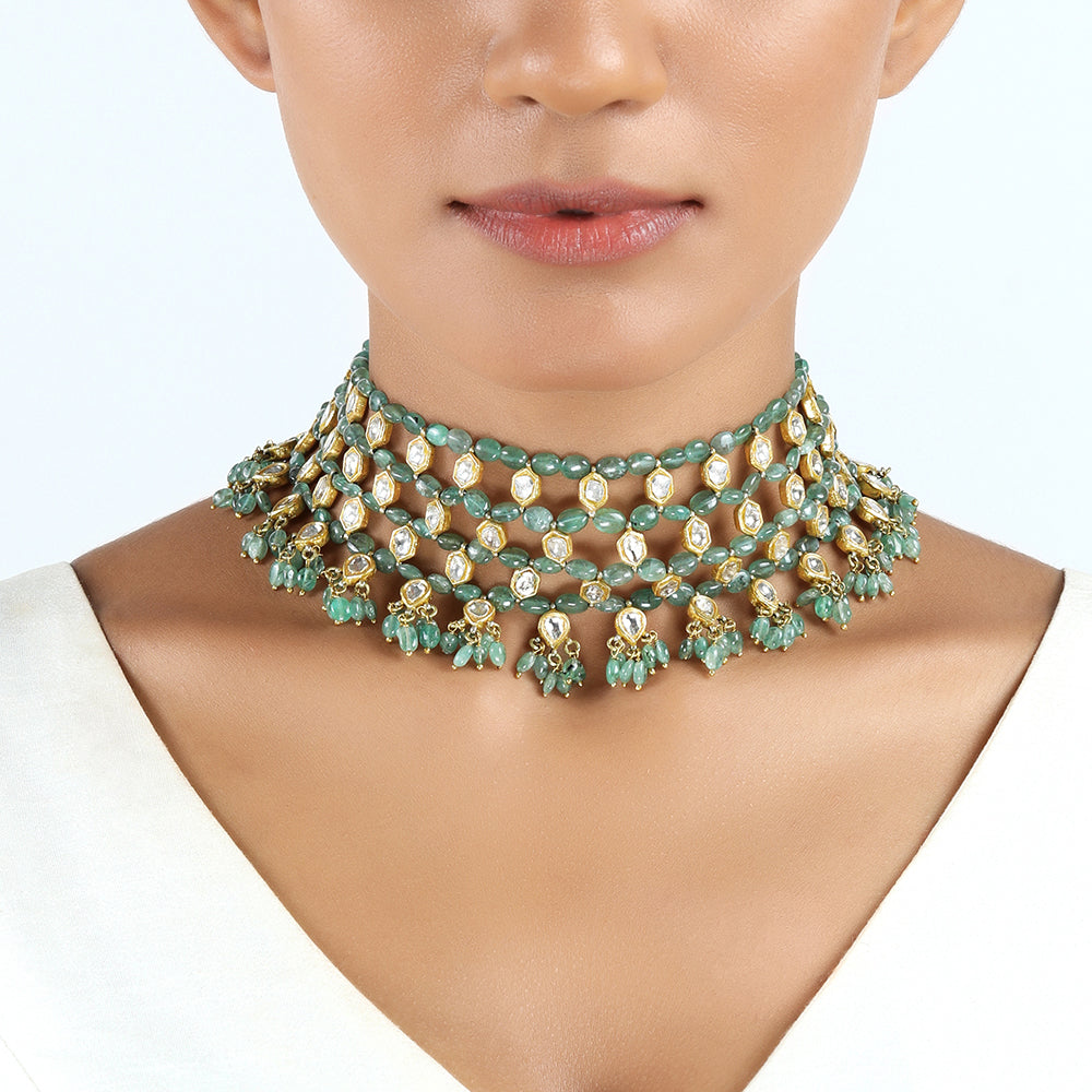 Emerald Élan Polki Mesh Choker