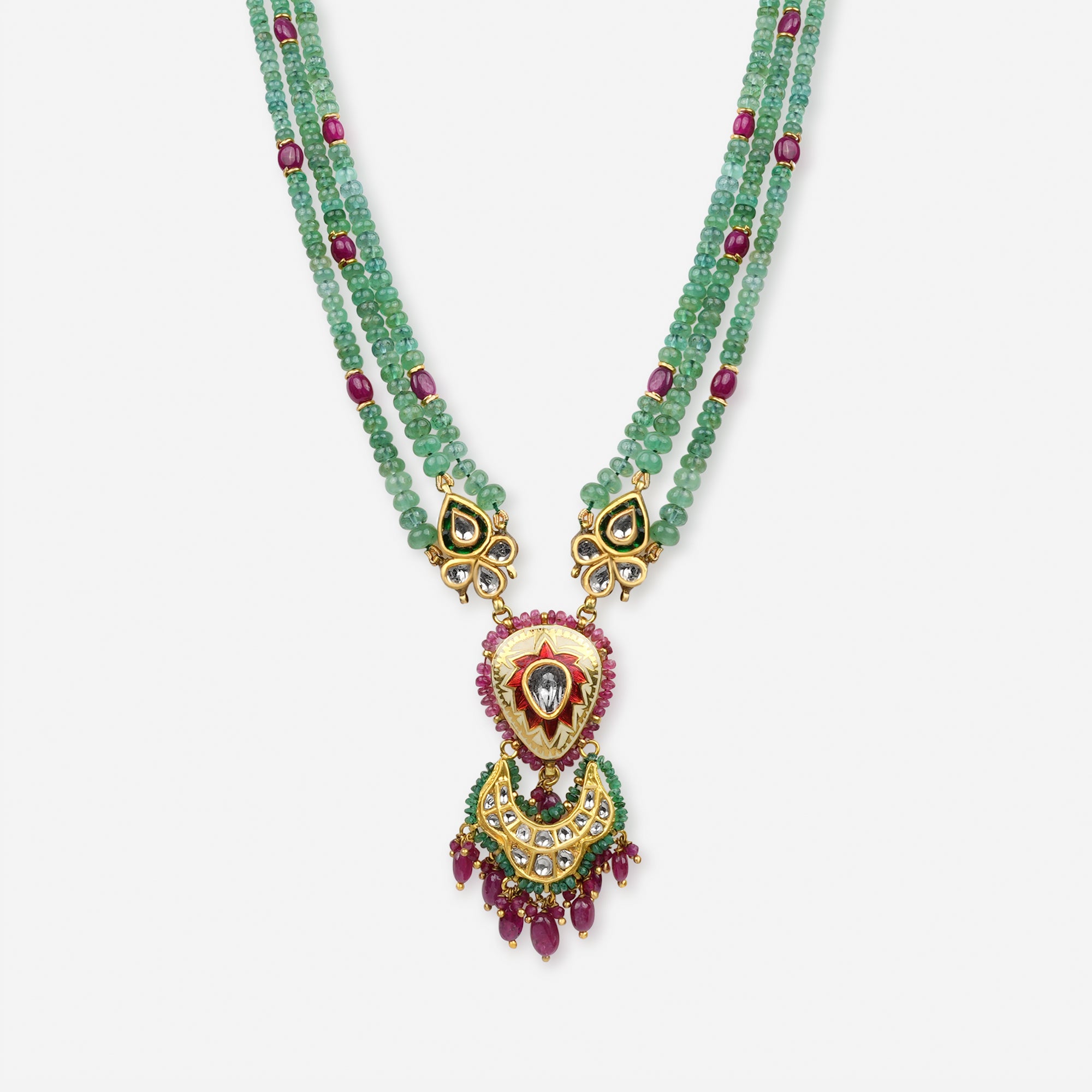 Emerald Ruby Drop Necklace