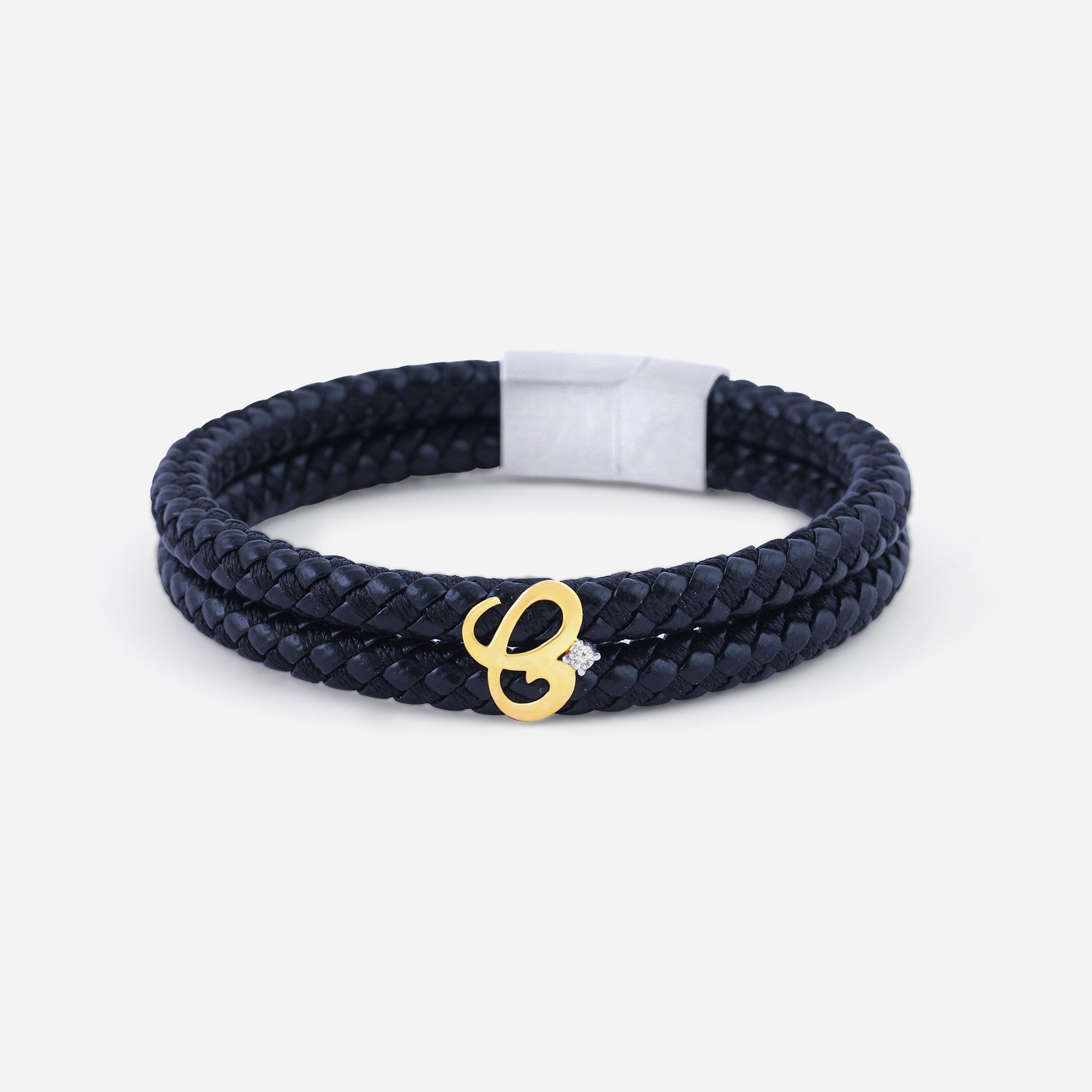 Black Belt Initial Bracelet