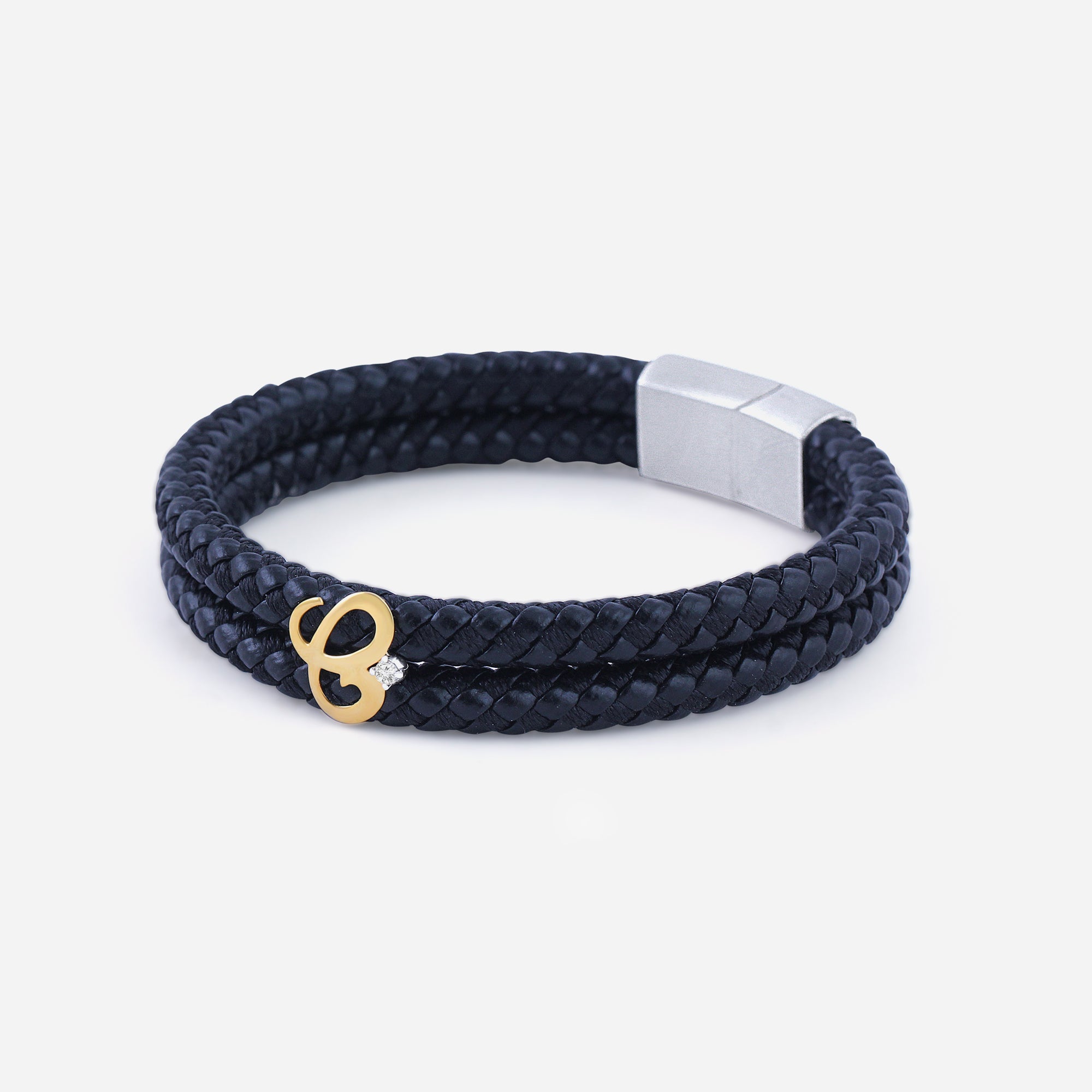 Black Belt Initial Bracelet