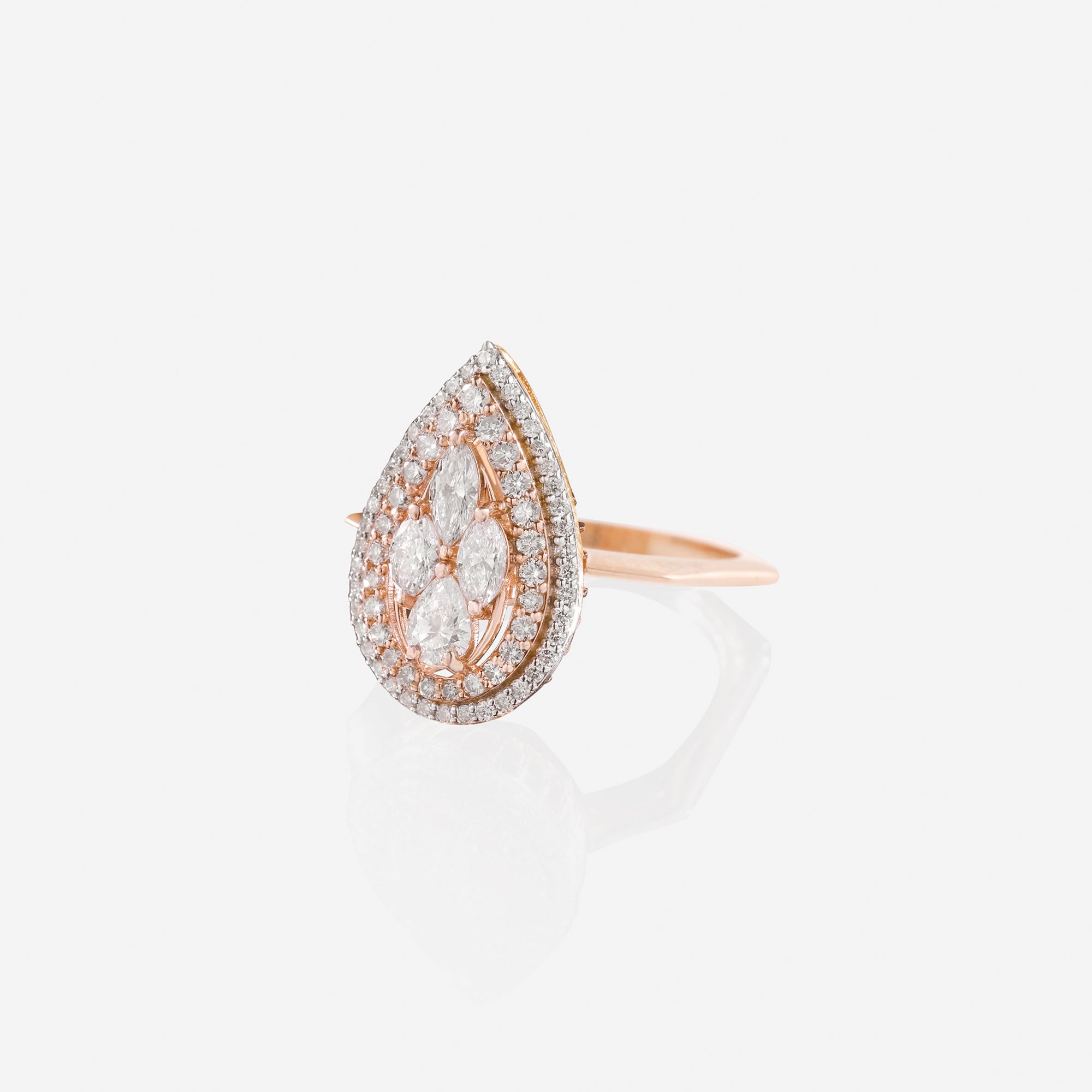 NaïyaDi Teardrop Rose Gold Diamond Ring