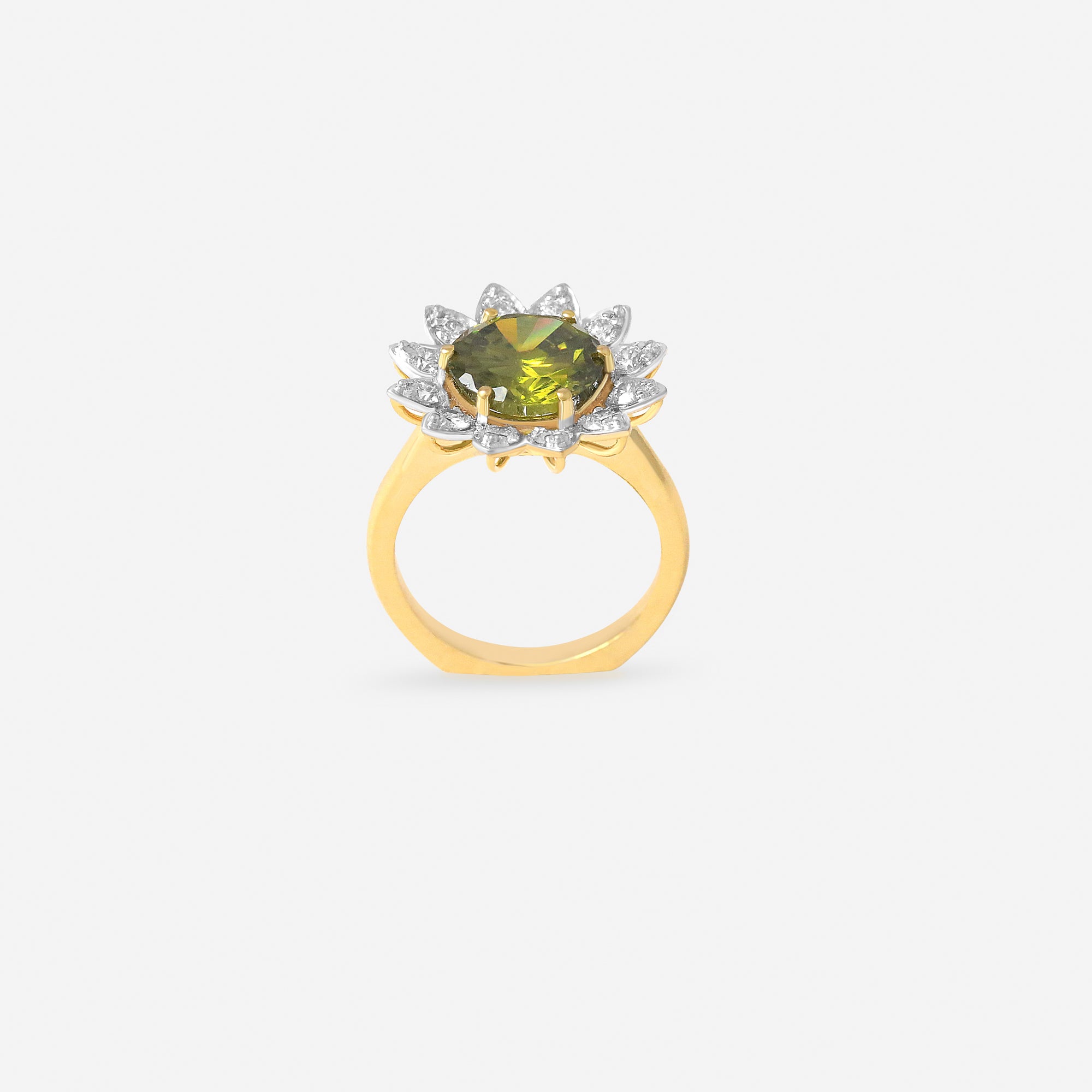 Sunburst Peridot Diamond Ring
