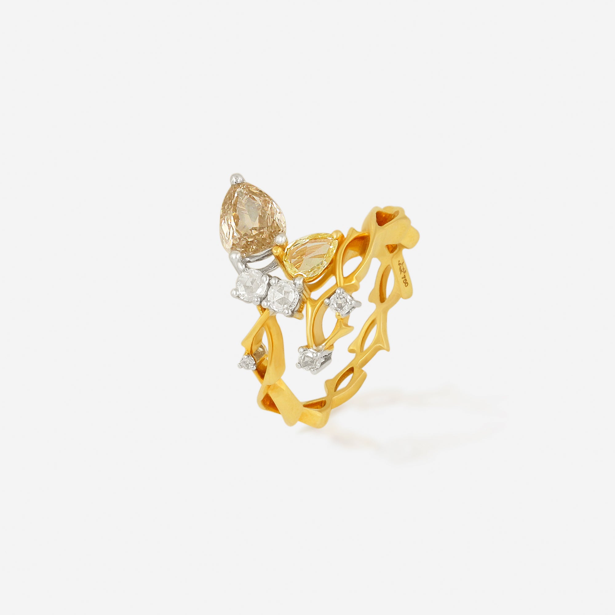 NereïDa Floral Vine Yellow Sapphire & Diamond Ring