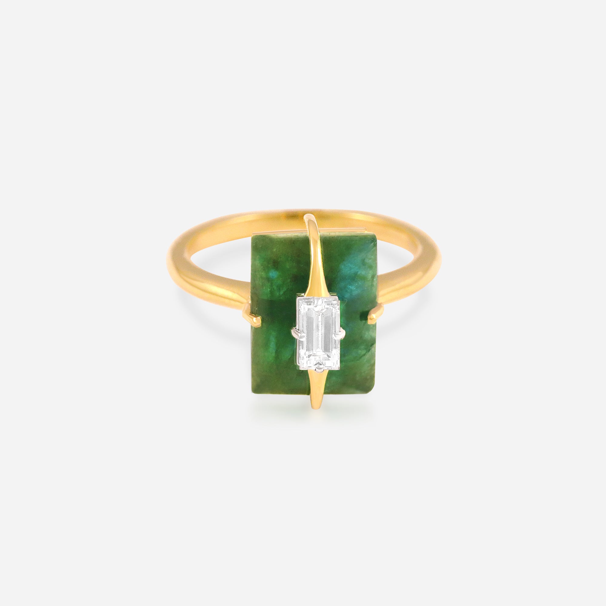 Golden Emerald Elegance Ring