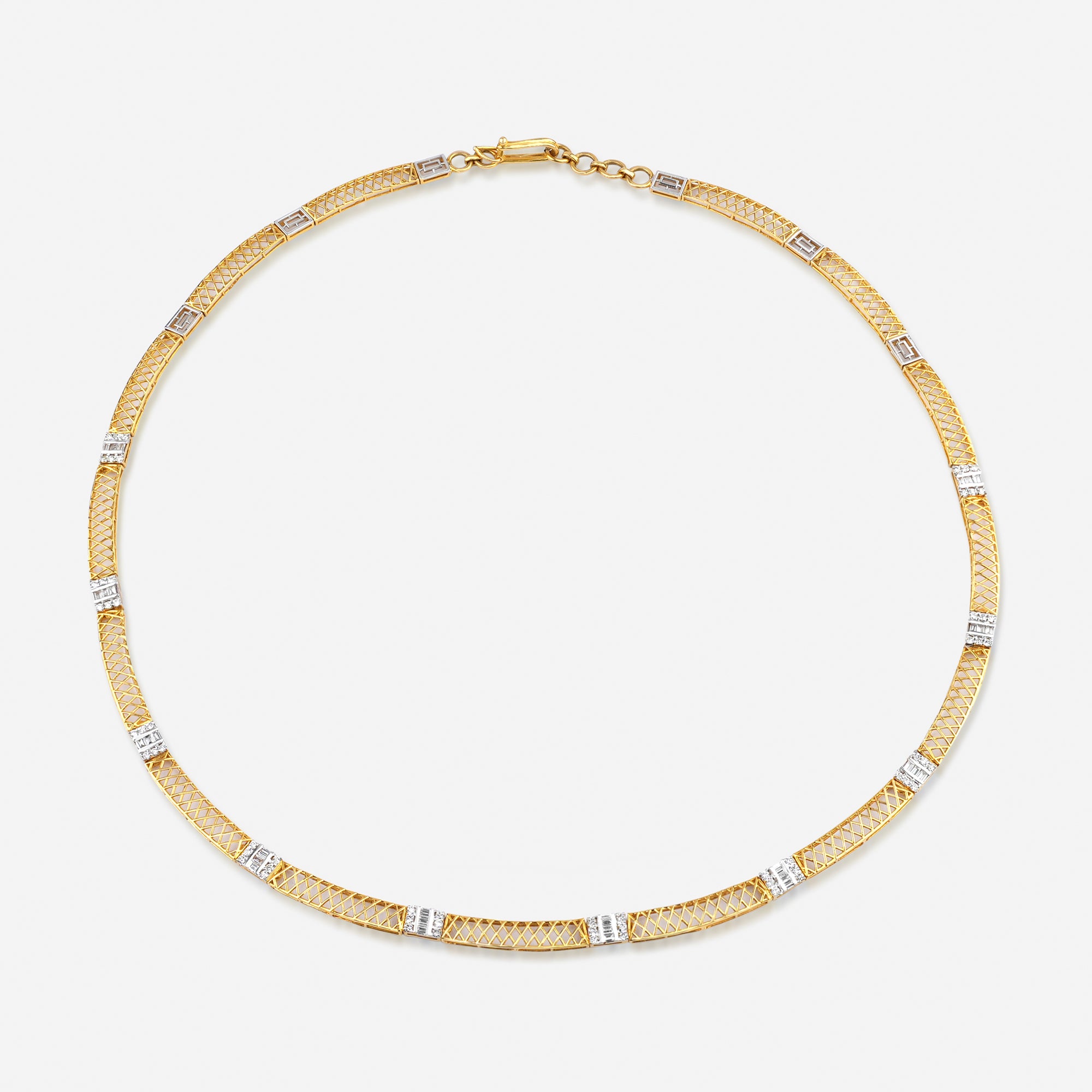 Classic Gold and Diamond Mesh Necklace