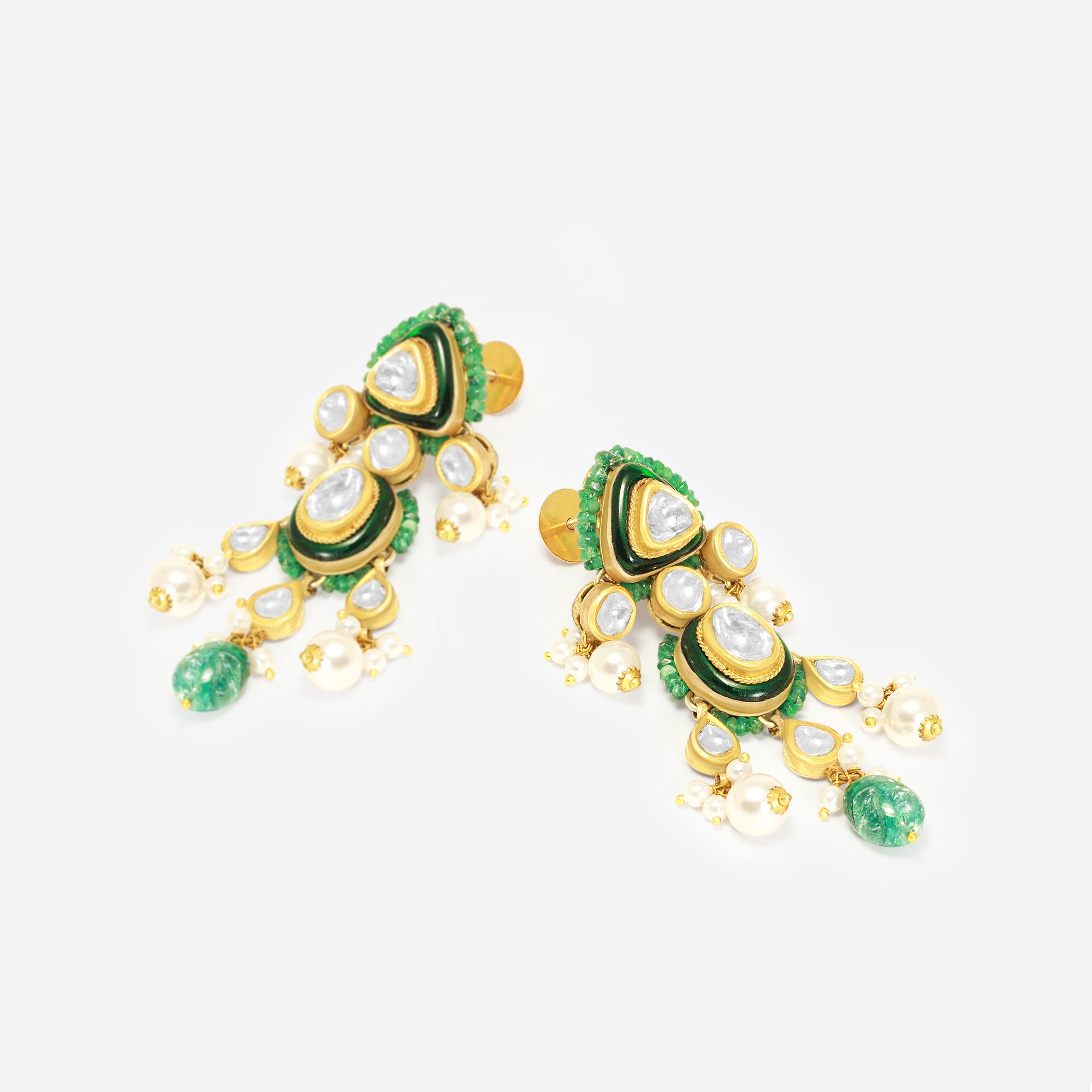 ESMIRA ROYALE – Kundan Cascade Drop Earrings